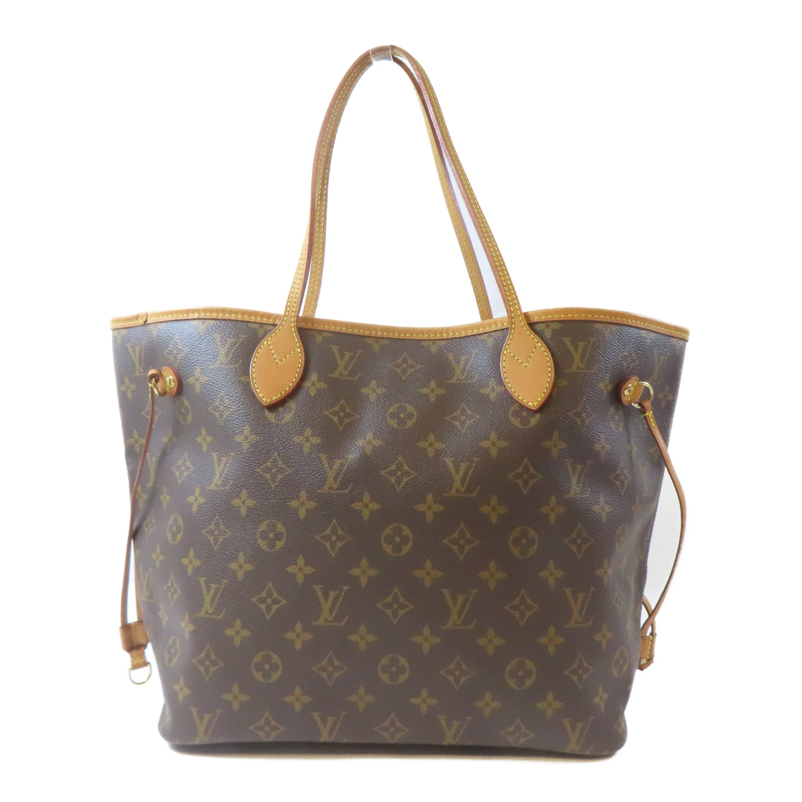 LOUIS VUITTON Monogram Neverfull MM金扣手挽袋啡色