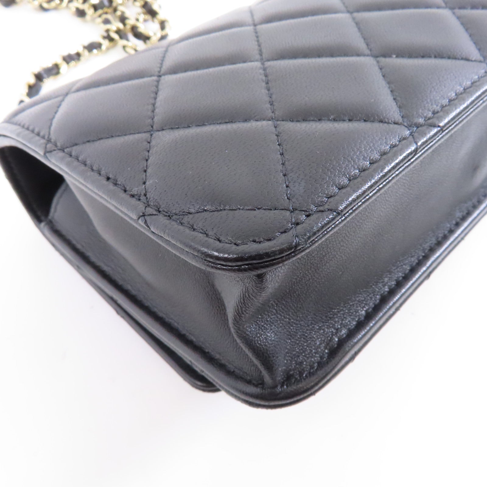 CHANEL 菱格羊皮皮革Trendy CC Wallet On Chain金扣鏈帶肩背袋黑色