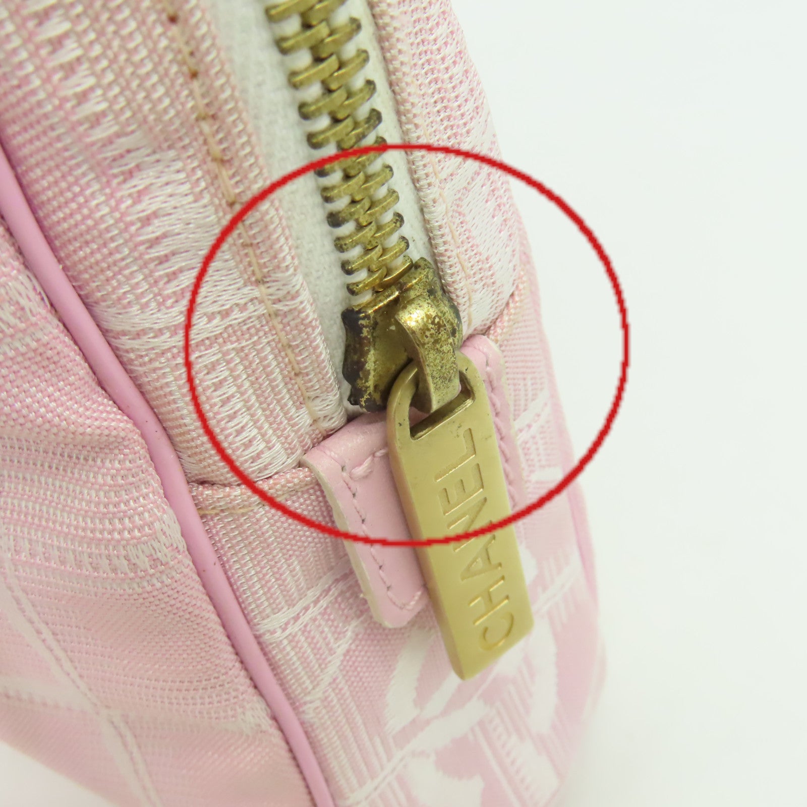 CHANEL 【清倉大減價】帆布New Travel Line Shoulder Bag金扣肩背袋粉紅色