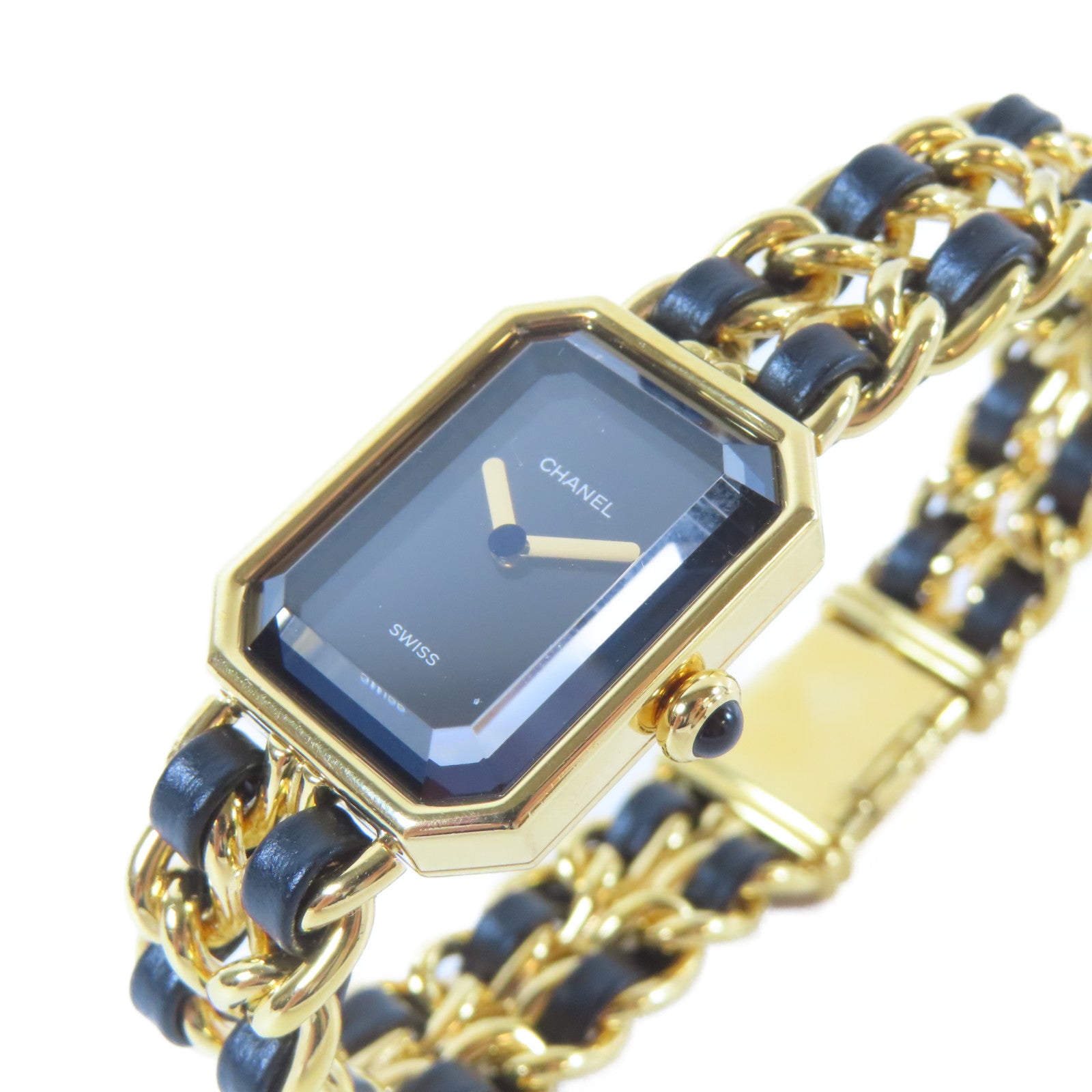 CHANEL Premiere L鍍金手錶石英機芯黑色#16.25cm