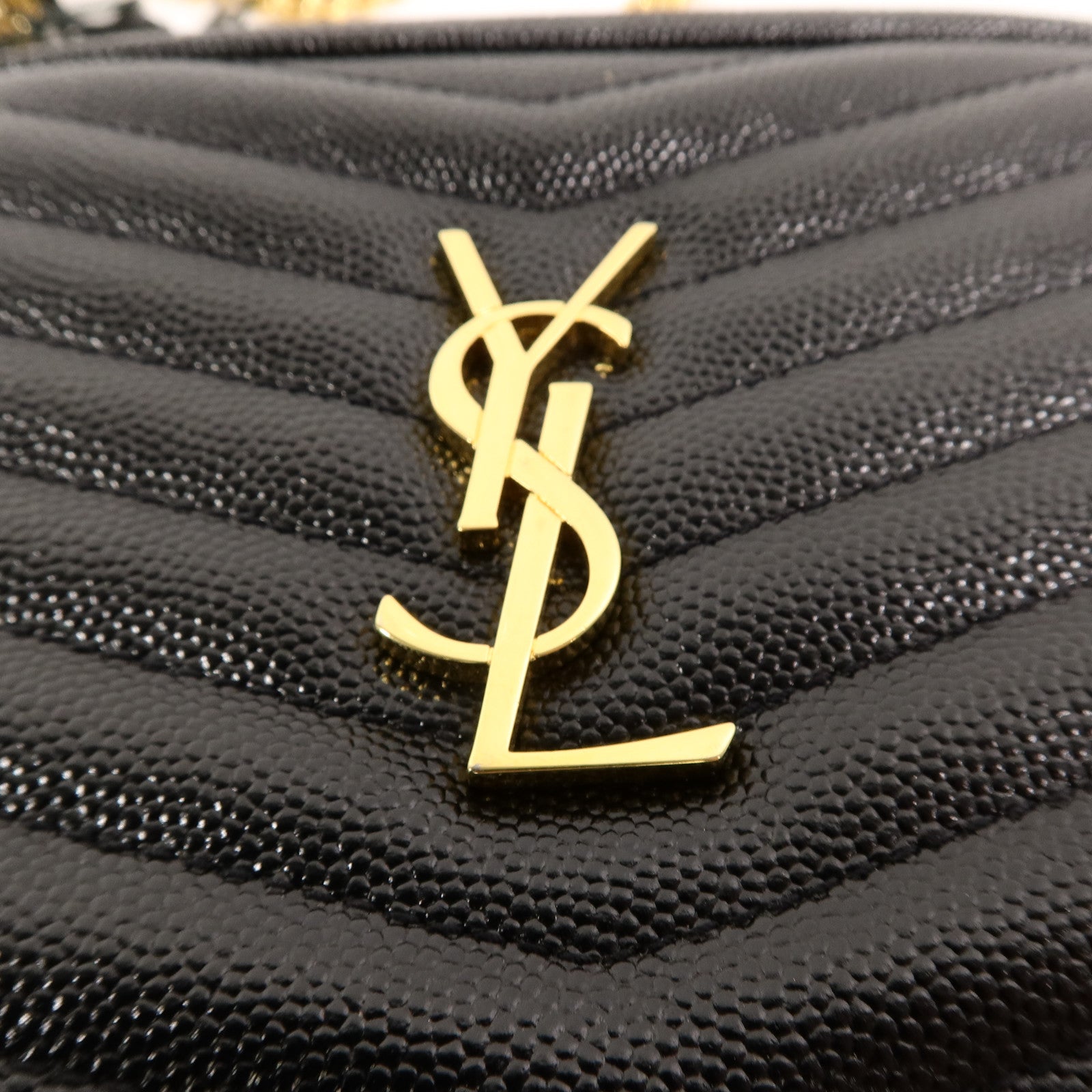 YVES SAINT LAURENT 牛皮皮革Lou Mini鏈帶肩背袋