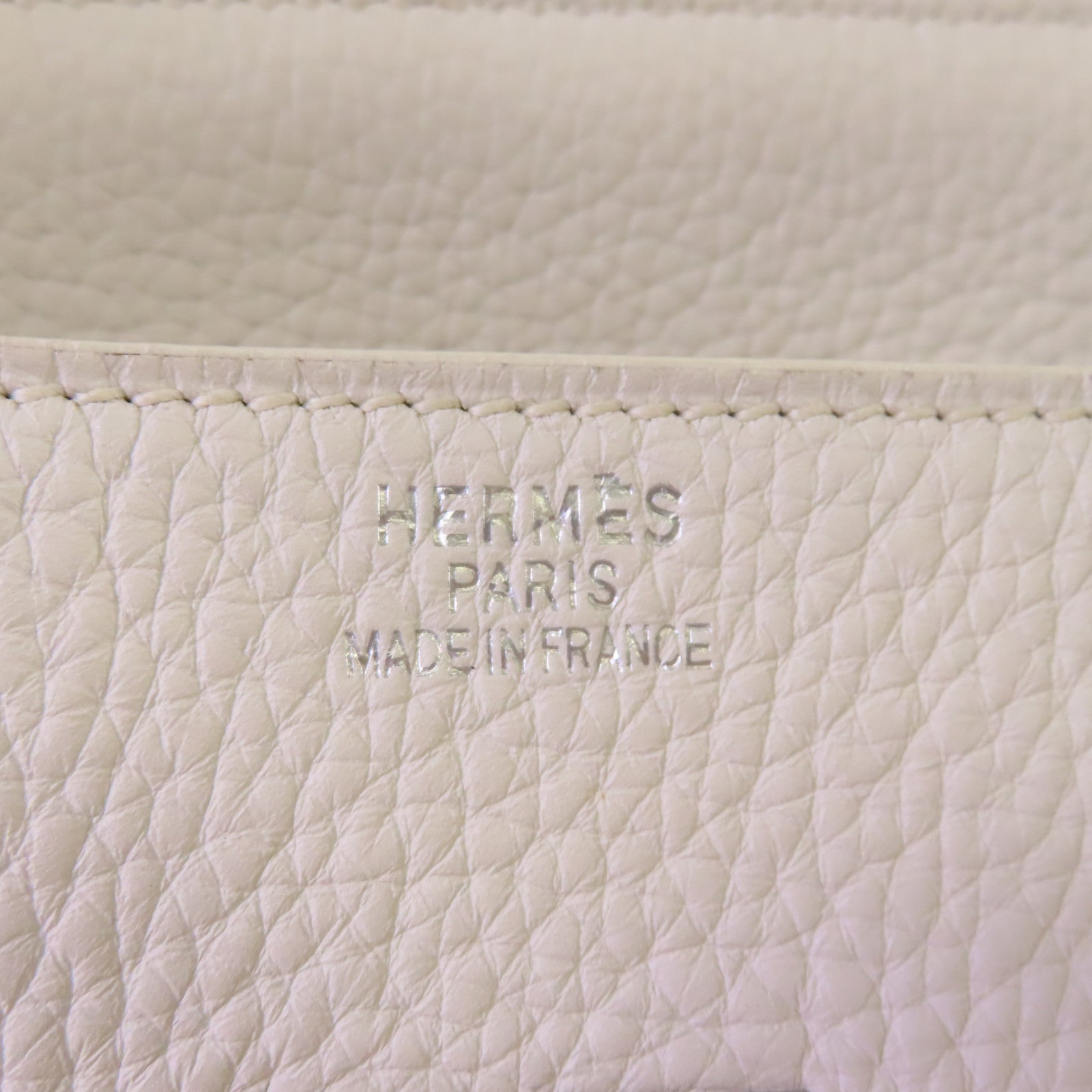 HERMES Clemence皮革Shoulder Birkin 45 Shoulder Bag銀扣肩背袋白色