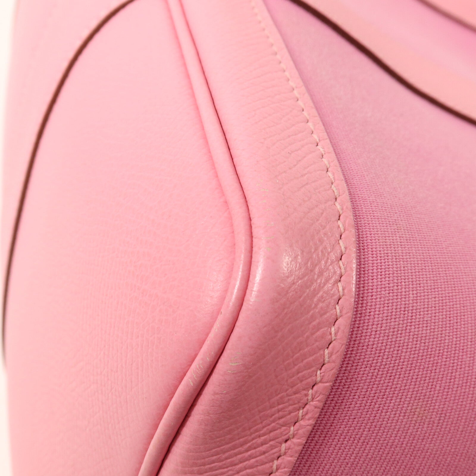 HERMES 帆布GardenParty PM手挽袋Pink/Ruby