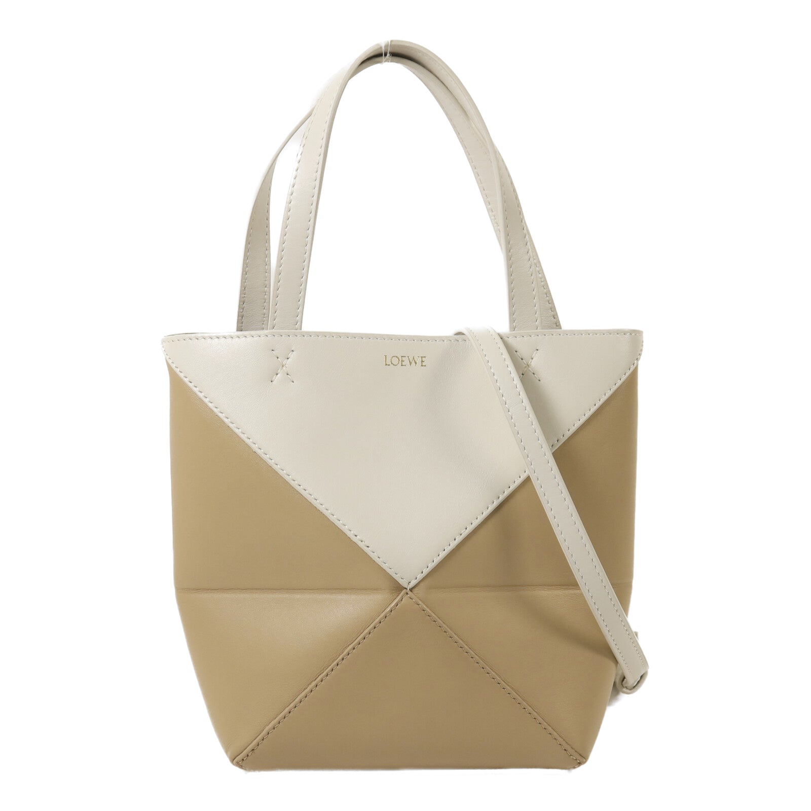 LOEWE 牛皮皮革Puzzle Fold Mini金扣手挽肩背兩用袋