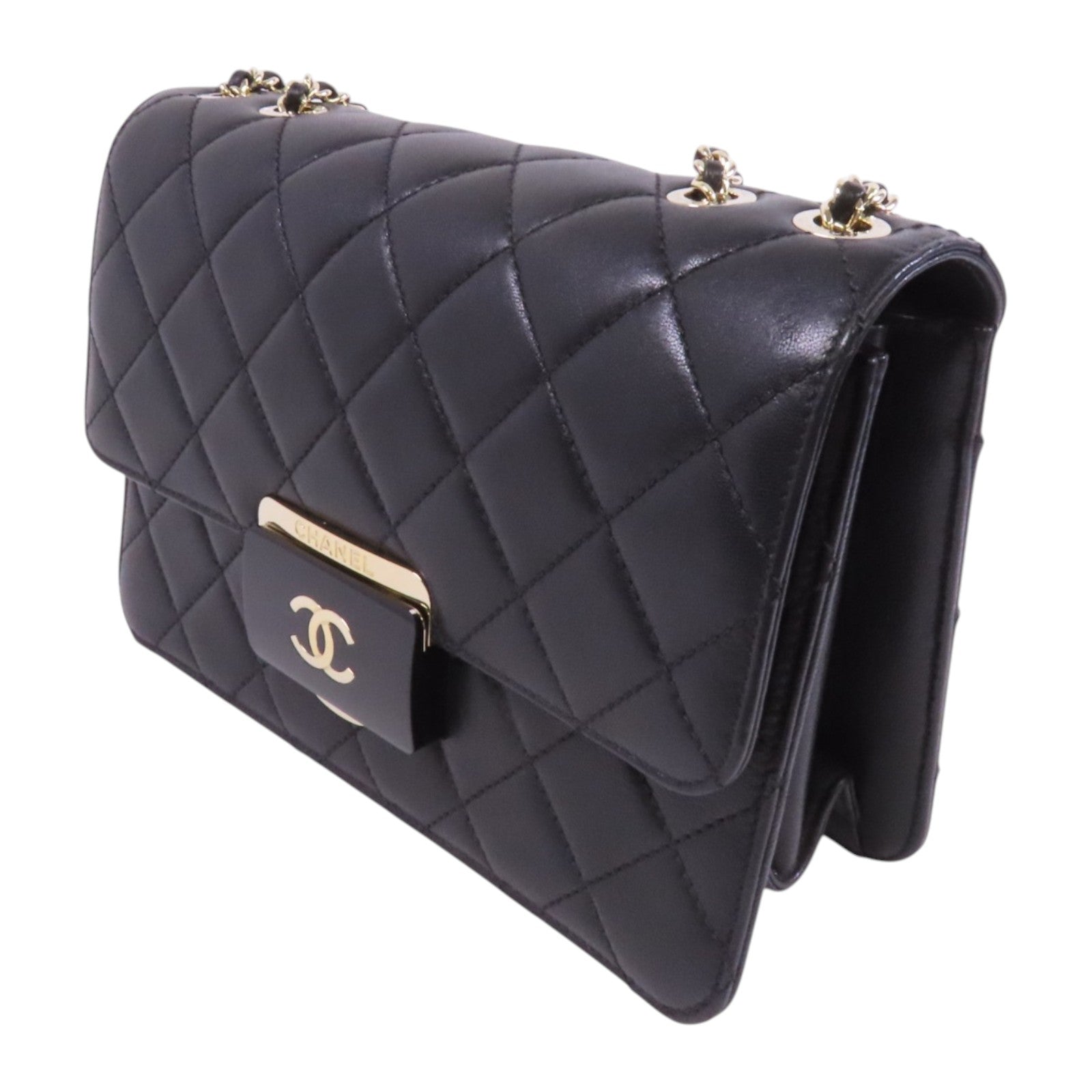 CHANEL 羊皮皮革Chain Shoulder Bag金扣鏈帶肩背袋