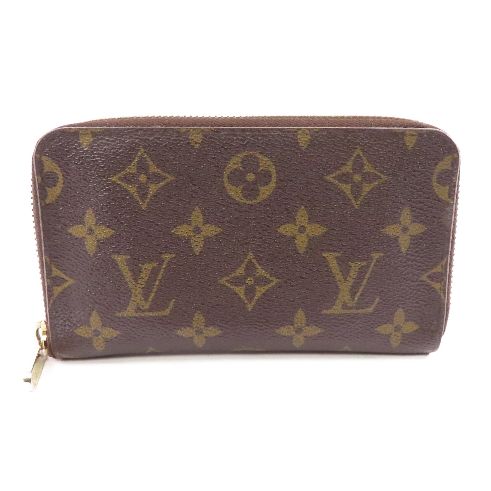 LOUIS VUITTON Monogram Zipper Wallet金扣錢包棕色