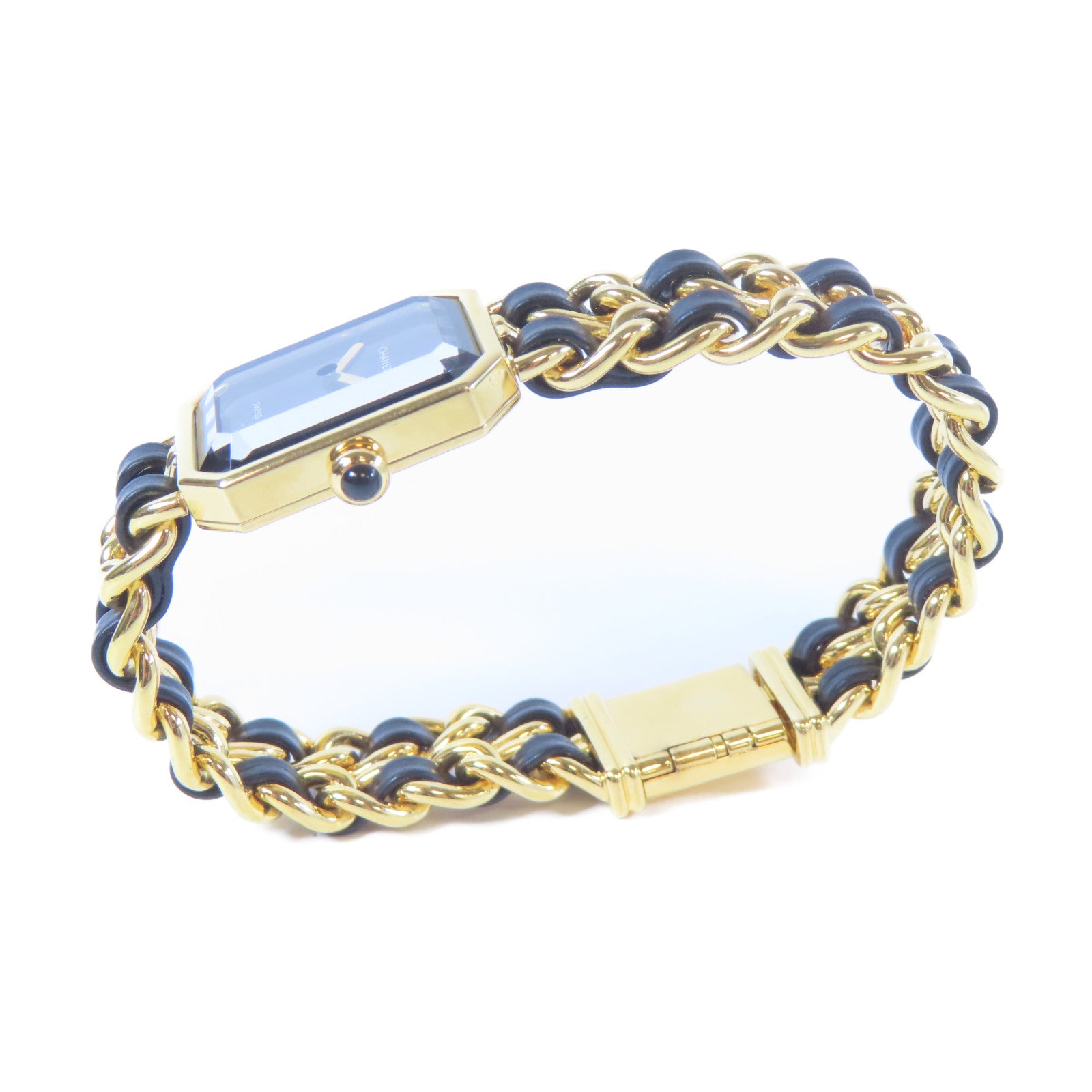 CHANEL Premiere L鍍金手錶石英機芯黑色#16.25cm