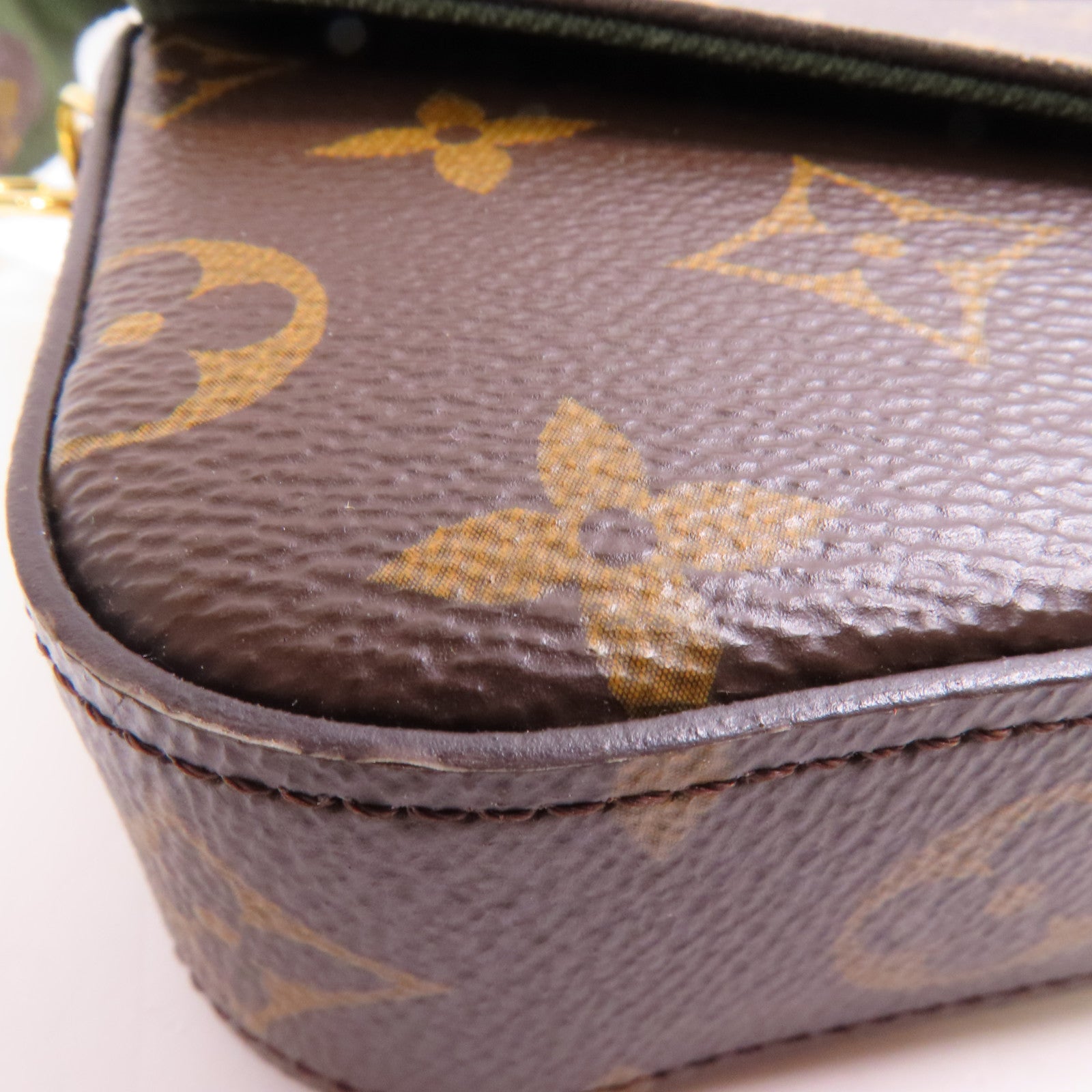 LOUIS VUITTON LV GHW Felicie Strap & Go Shoulder Bag M80091 Monogram Brown/Green