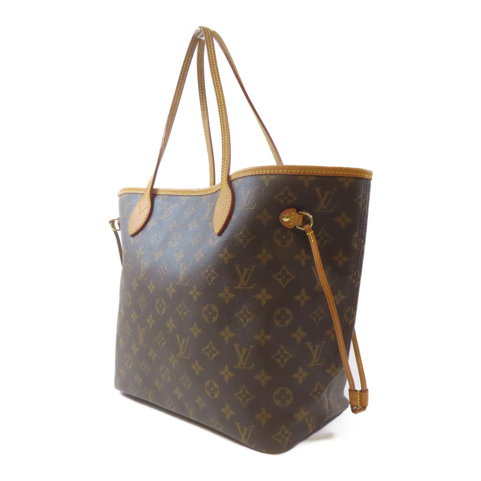 LOUIS VUITTON Monogram Neverfull MM金扣手挽袋啡色