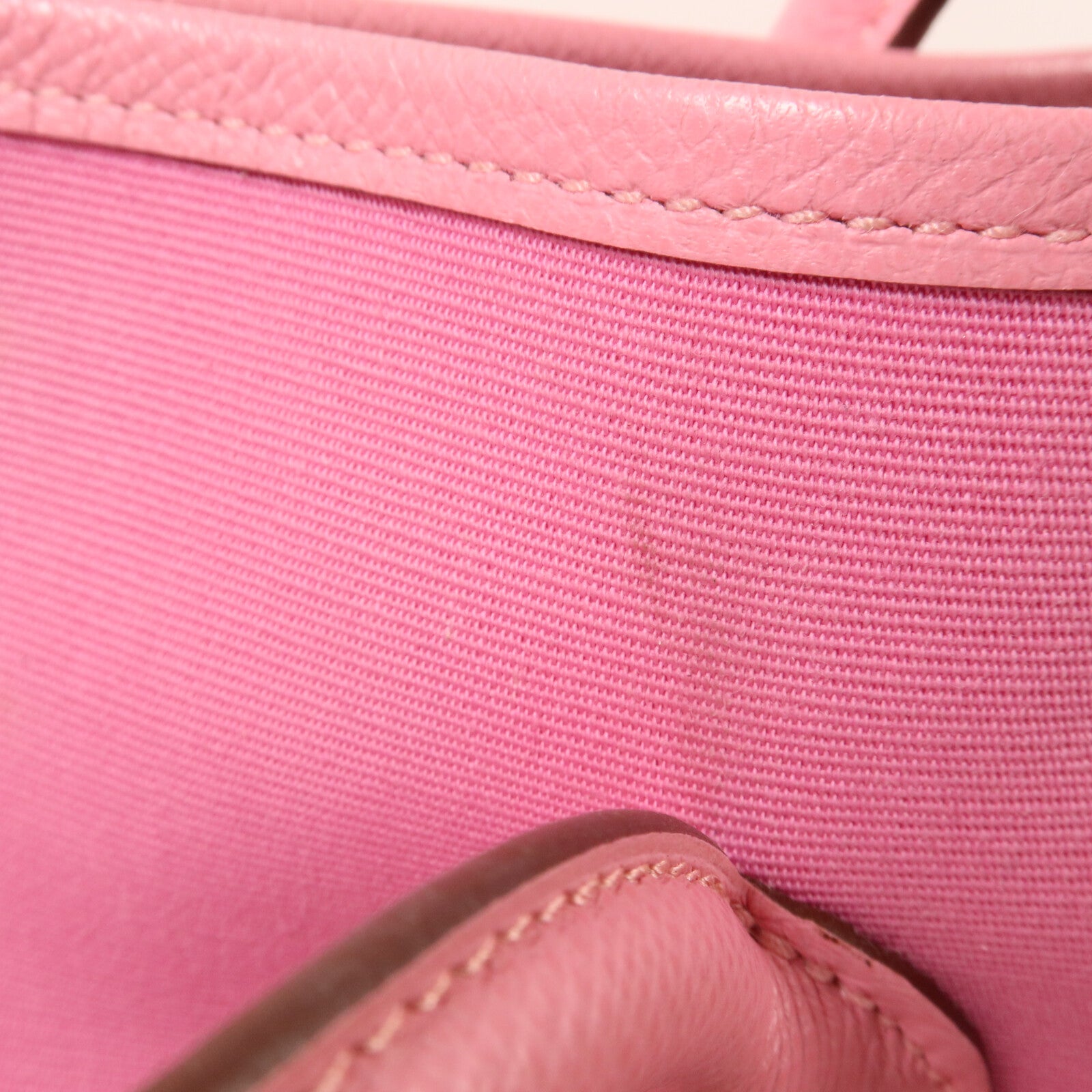 HERMES 帆布GardenParty PM手挽袋Pink/Ruby
