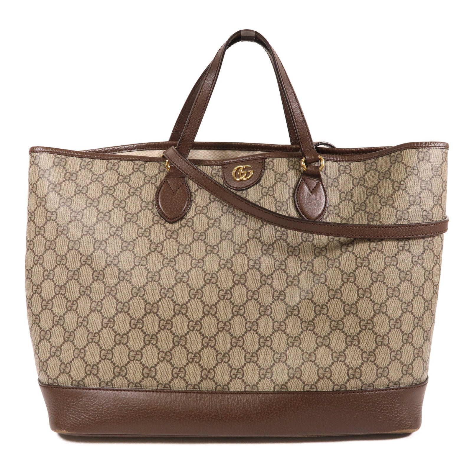 GUCCI 塗層帆布Tote Bag金扣手挽肩背兩用袋
