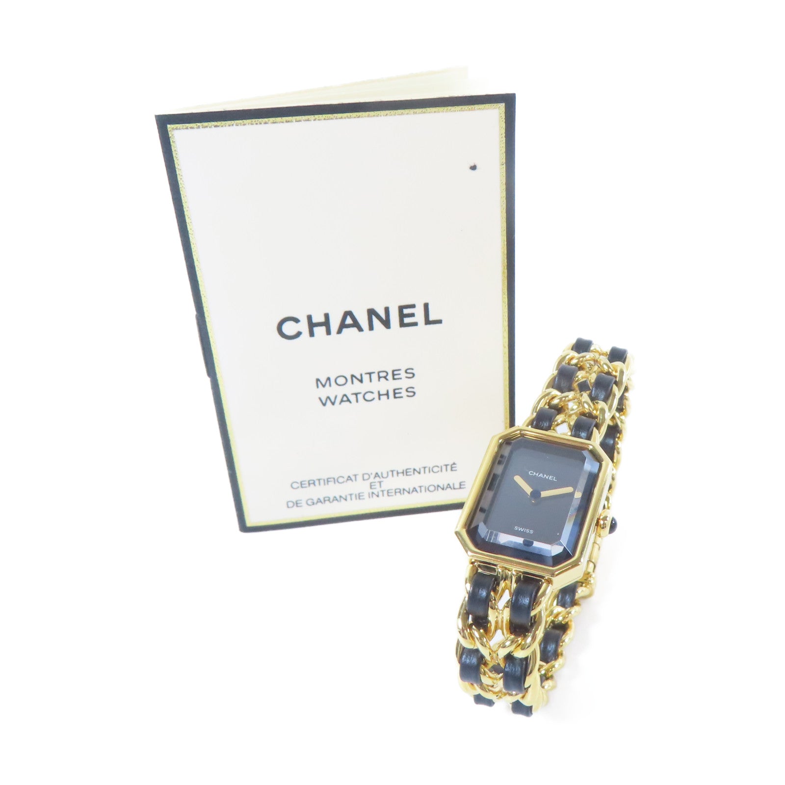 CHANEL Premiere L鍍金手錶石英機芯黑色#16.25cm