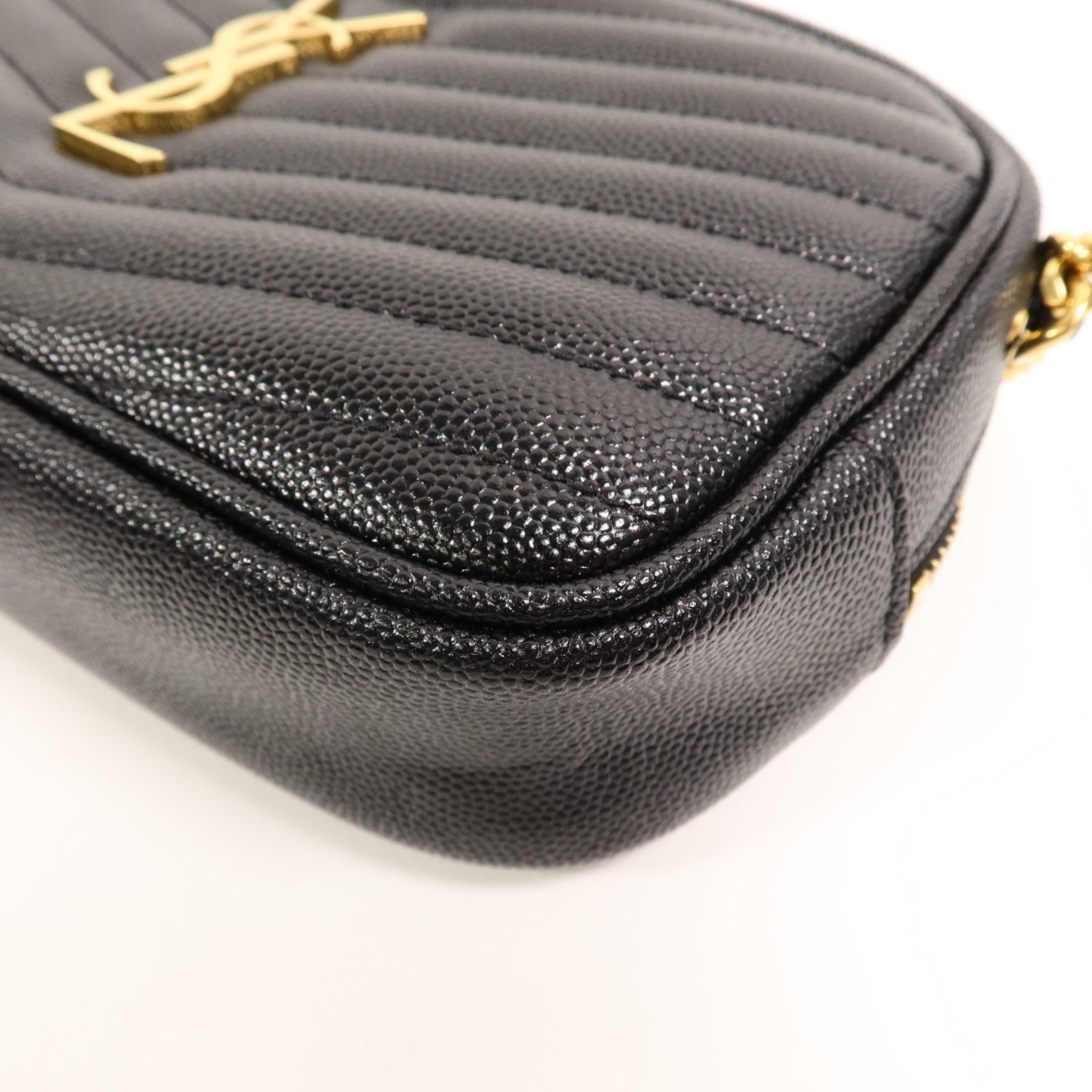 YVES SAINT LAURENT 牛皮皮革Lou Mini鏈帶肩背袋