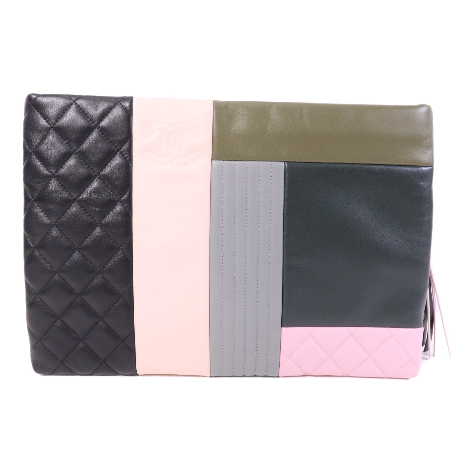 CHANEL 牛皮/羊皮皮革Clutch銀扣手拿包