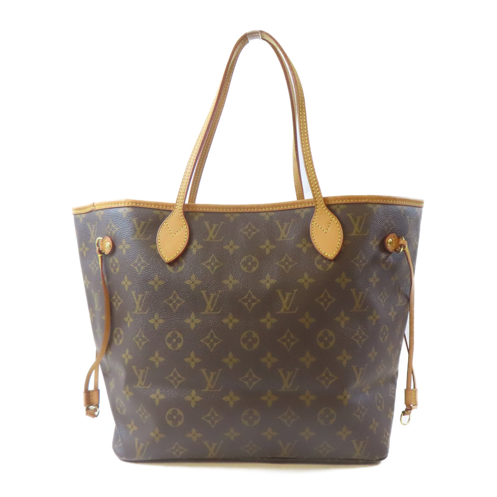 LOUIS VUITTON Monogram Neverfull MM金扣手挽袋啡色
