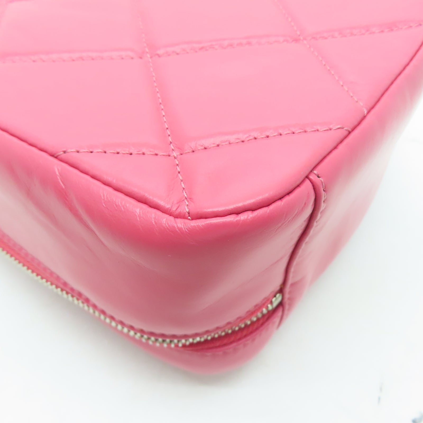 CHANEL 【激減優惠】菱格牛皮皮革Chain Shoulder Bag銀扣手挽肩背兩用袋粉紅色