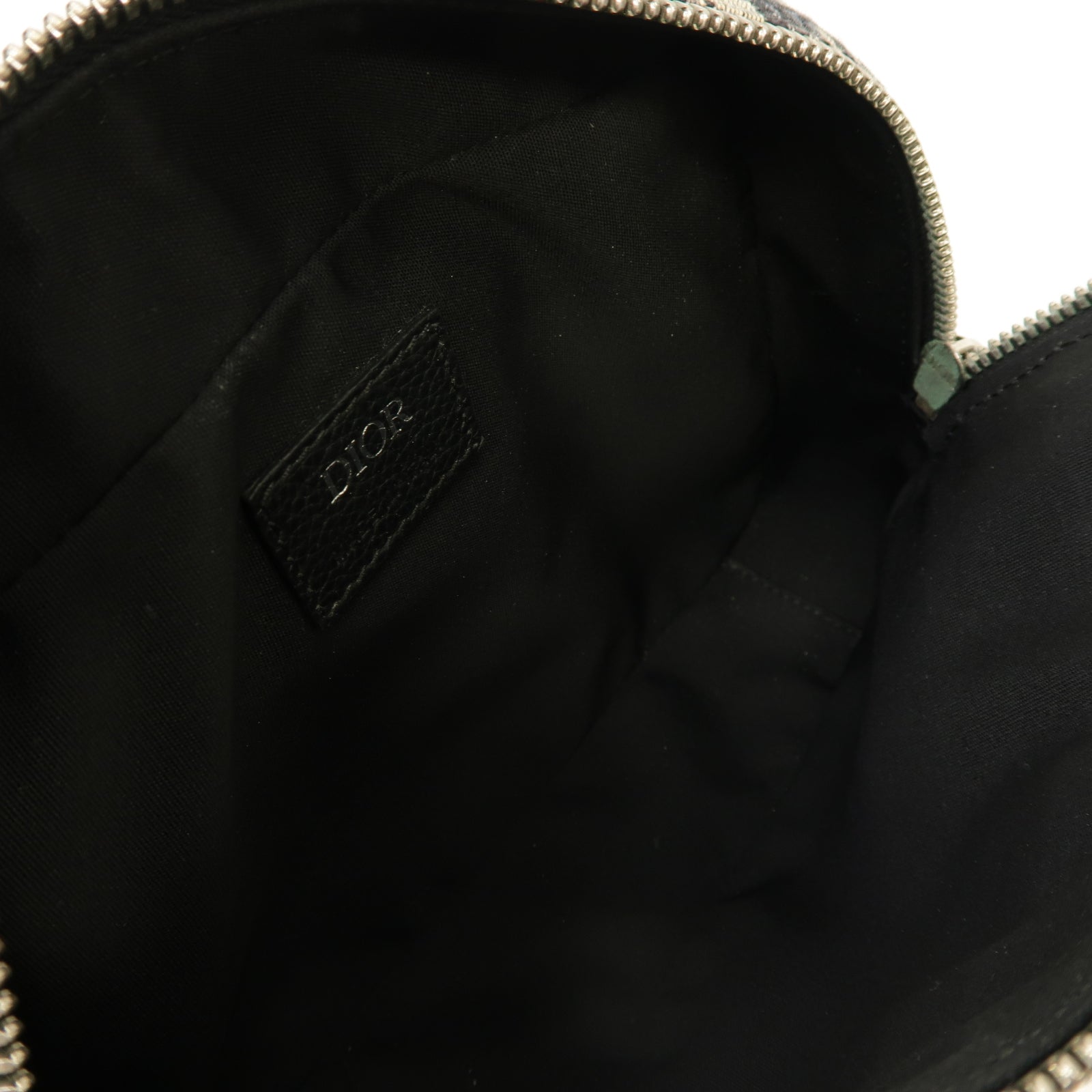 Dior 帆布Shoulder Bag銀扣肩背袋黑色/藍色