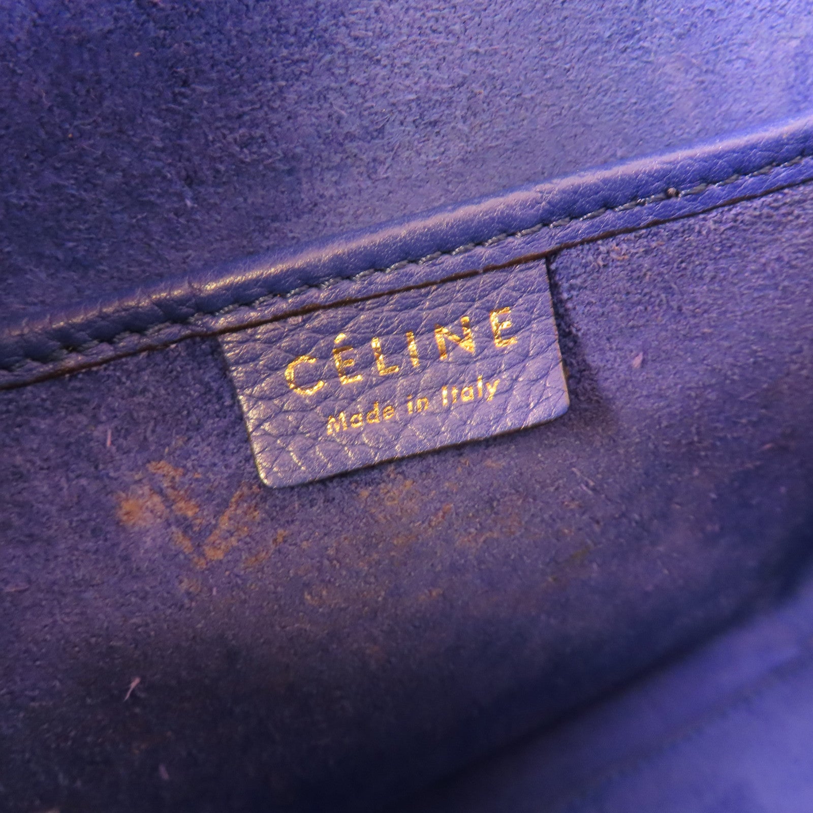 CELINE 牛皮皮革Nano Luggage 2Way Shoulder Bag金扣手挽肩背兩用袋藍色