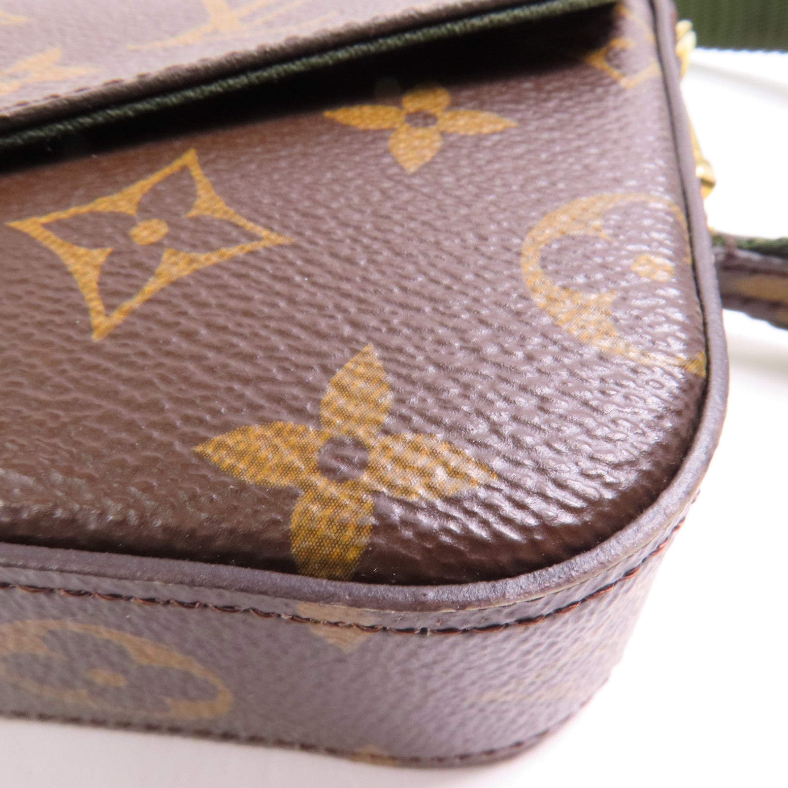 LOUIS VUITTON LV GHW Felicie Strap & Go Shoulder Bag M80091 Monogram Brown/Green