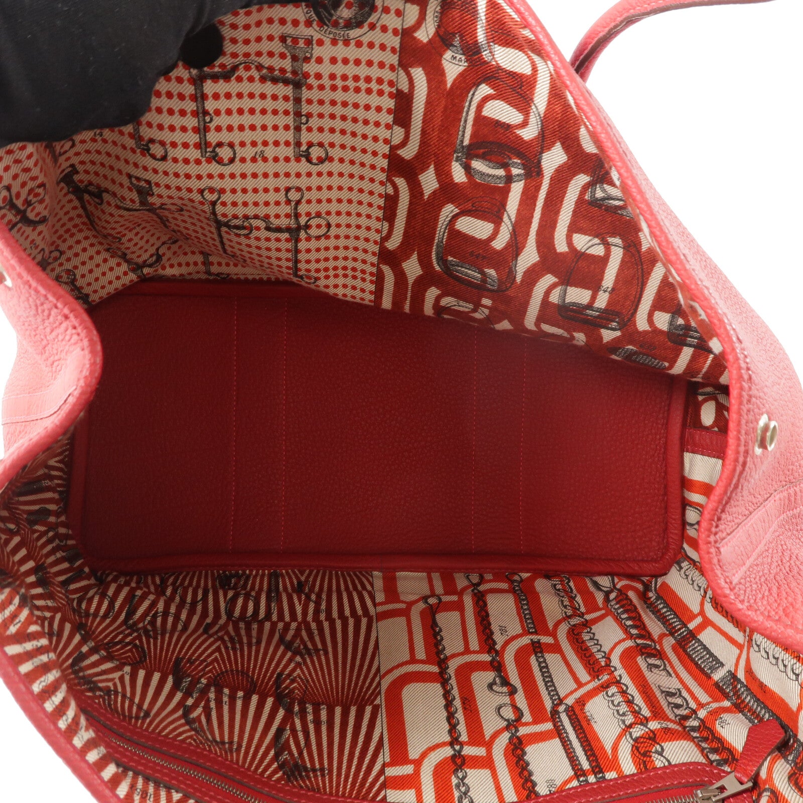 HERMES Negonda皮革Garden Party PM手挽袋Rouge Tomate