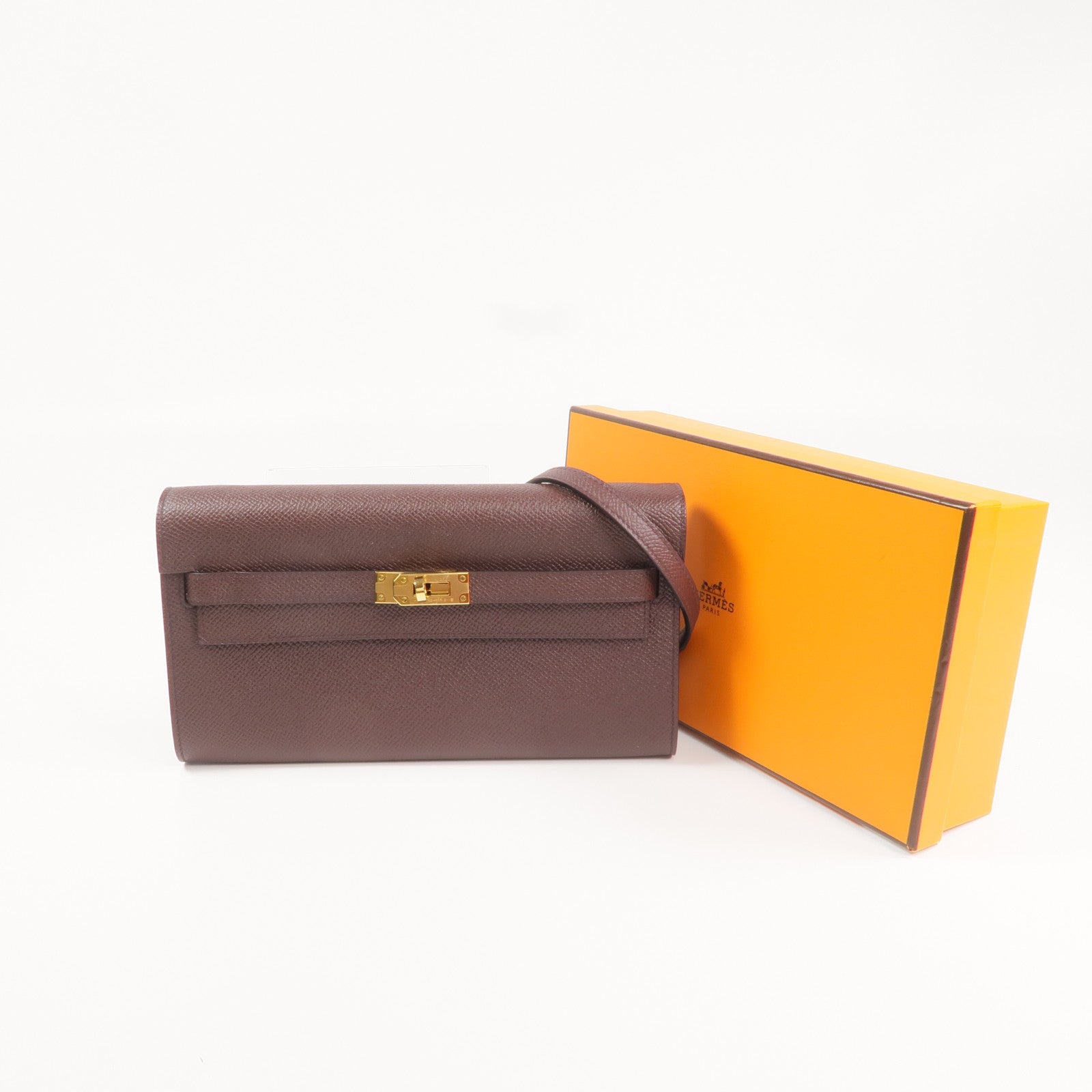 HERMES Epsom皮革Kelly To Go金扣肩背袋Rouge Sellier