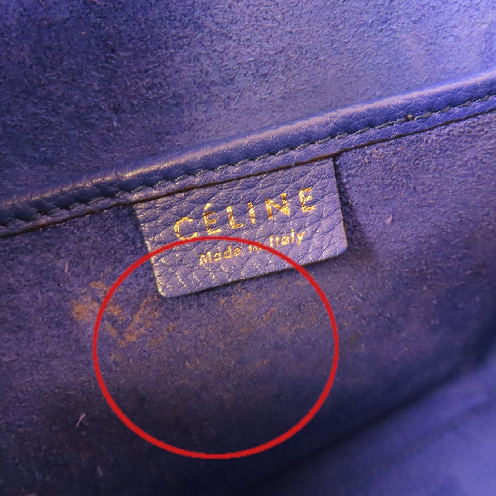CELINE 牛皮皮革Nano Luggage 2Way Shoulder Bag金扣手挽肩背兩用袋藍色