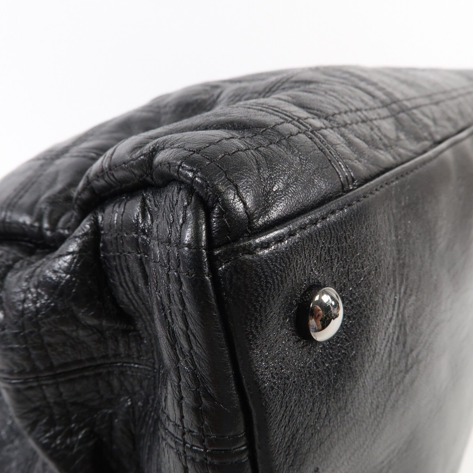 CHANEL 牛皮皮革Tote Bag銀扣手挽袋