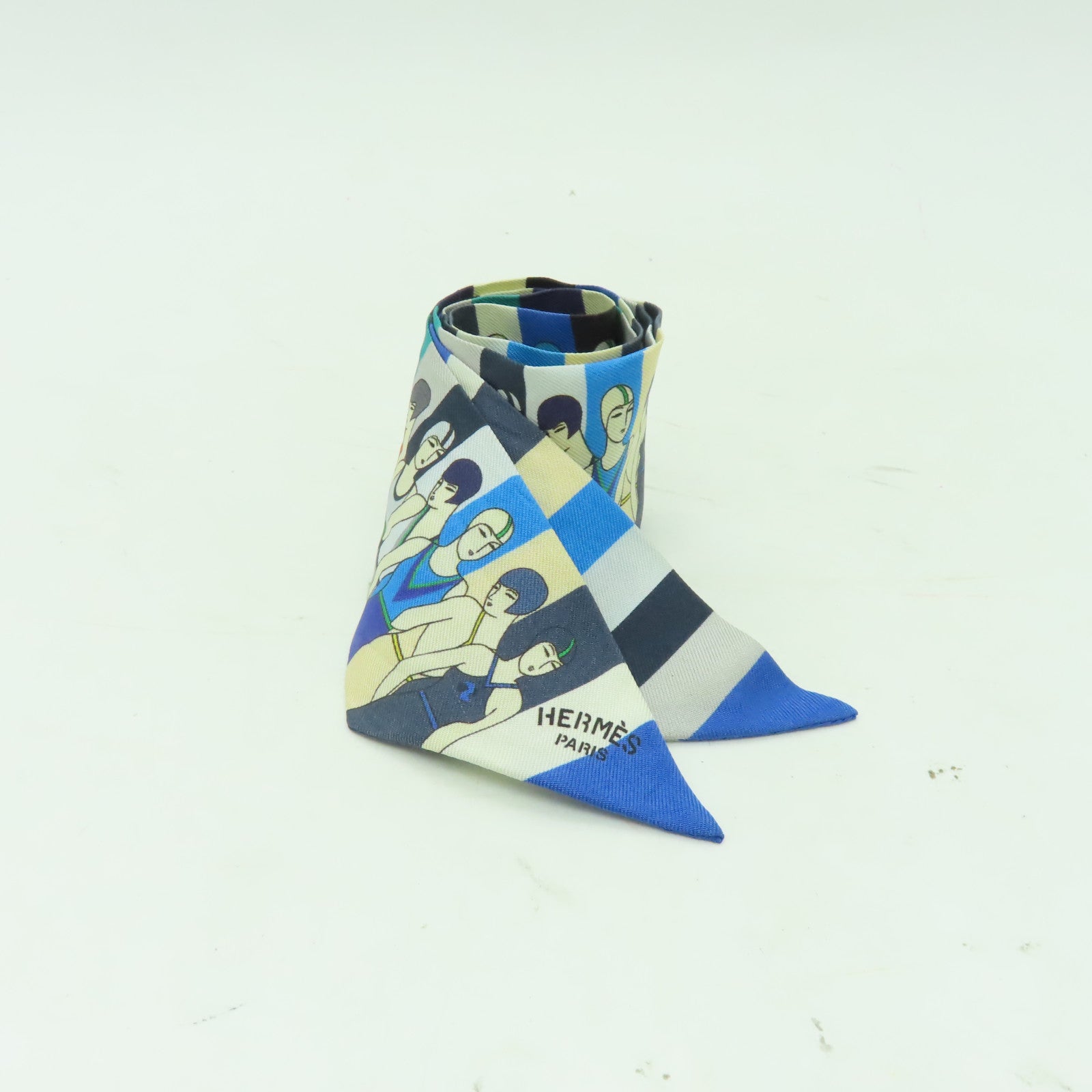 HERMES 【激減優惠】絲質Twilly絲巾藍色/彩色