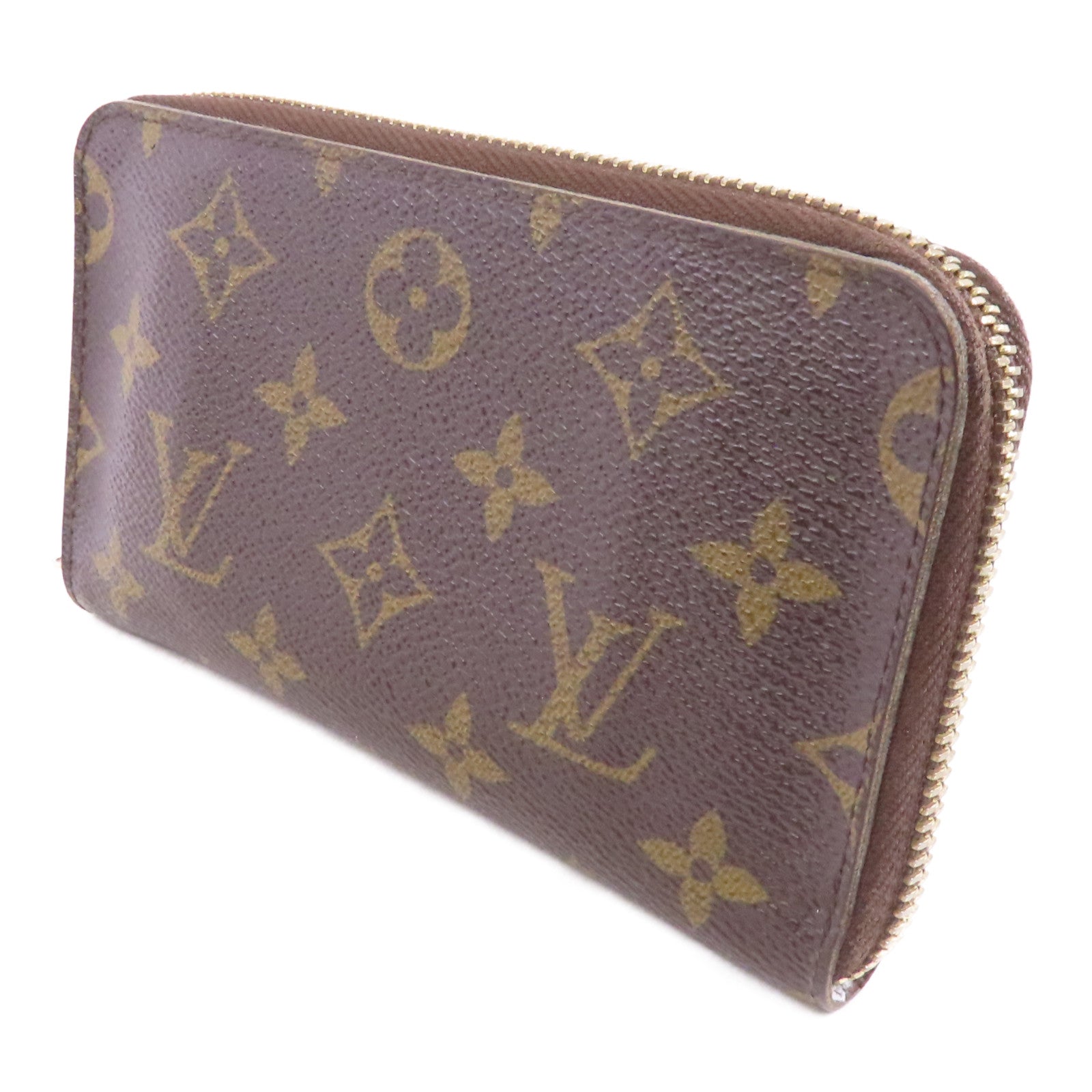 LOUIS VUITTON Monogram Zipper Wallet金扣錢包棕色