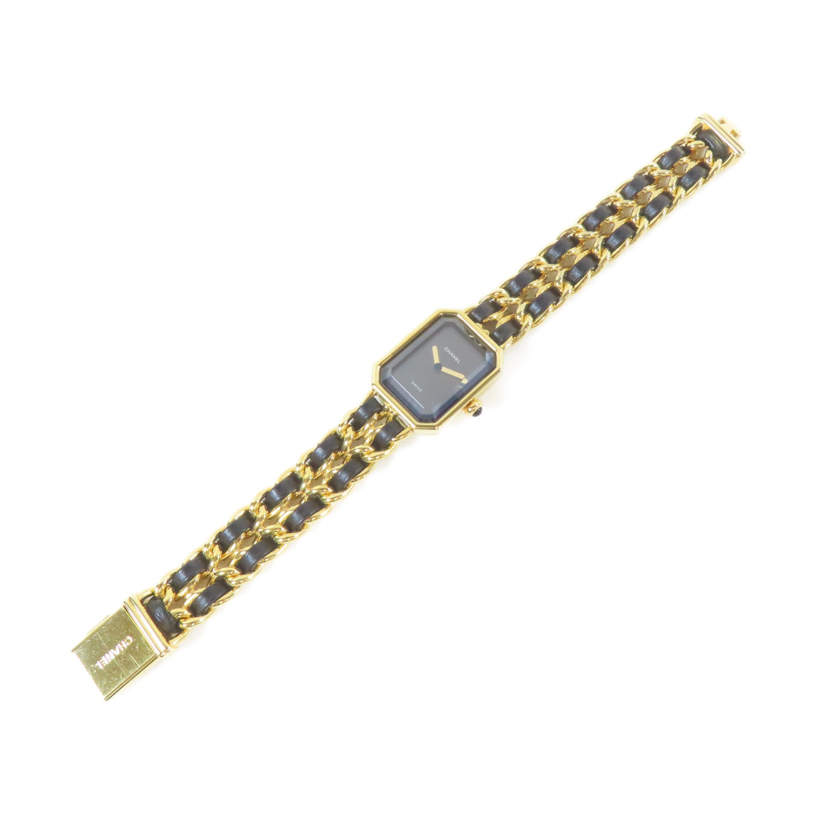 CHANEL Premiere L鍍金手錶石英機芯黑色#16.25cm