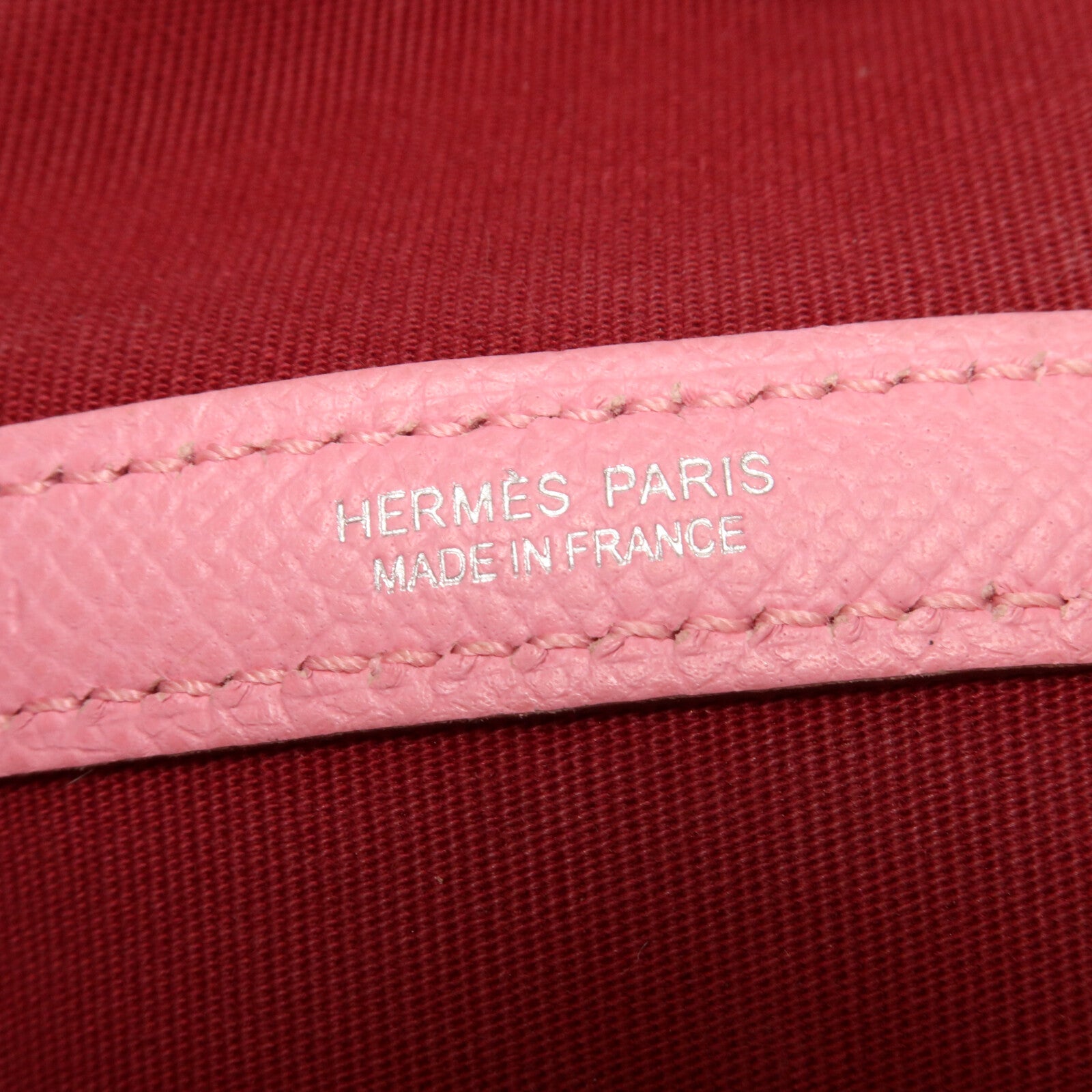 HERMES 帆布GardenParty PM手挽袋Pink/Ruby