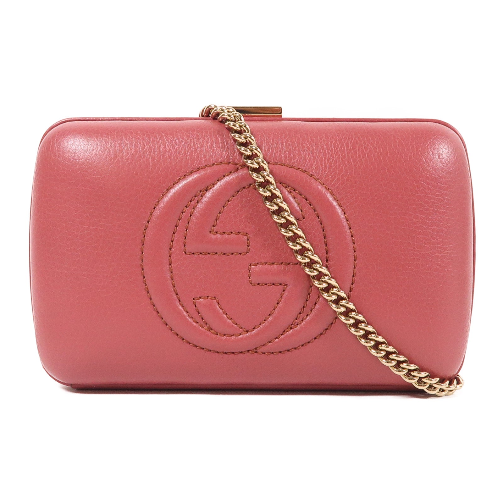 GUCCI 牛皮皮革Chain Shoulder金扣鏈帶肩背袋