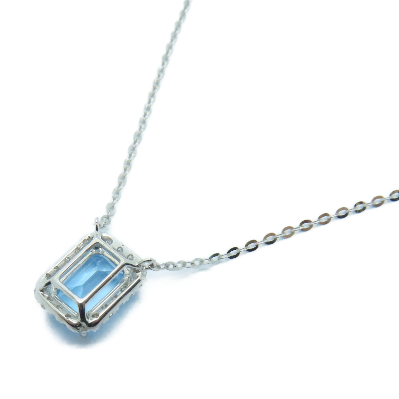 JEWELRY 【激減優惠】18K白金Necklace海藍寶石/0.12ct鑽石項鏈藍色/銀色