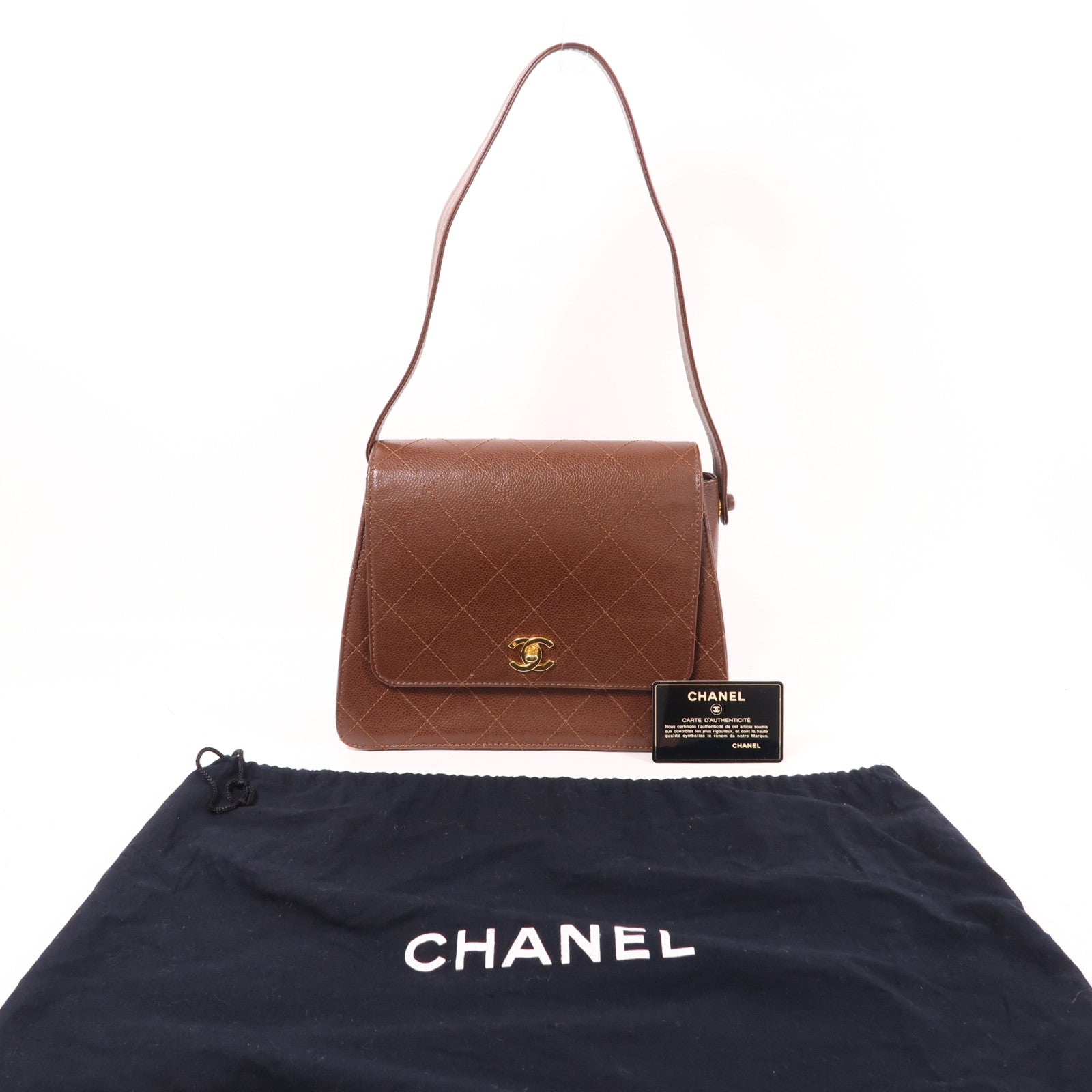 CHANEL 牛皮皮革Vintage Shoulder Bag金扣肩背袋