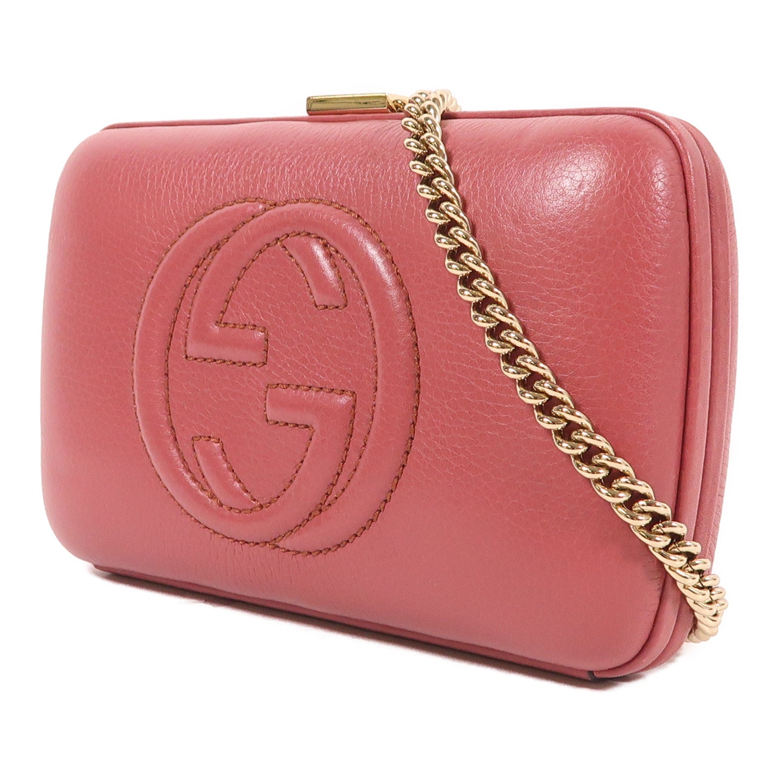 GUCCI 牛皮皮革Chain Shoulder金扣鏈帶肩背袋