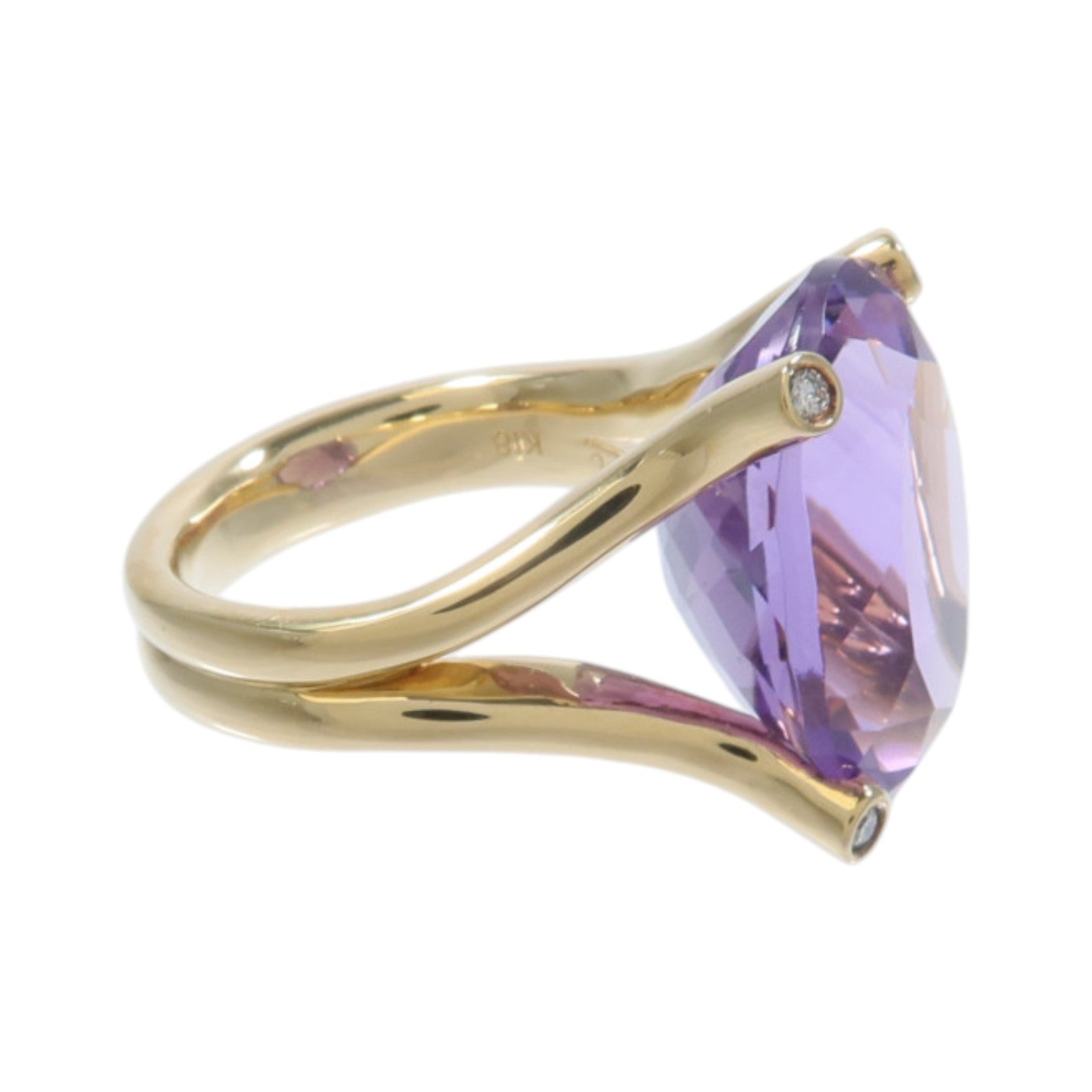 JEWELRY 18K黃金Amethyst Diamond Ring紫水晶/鑽石戒指