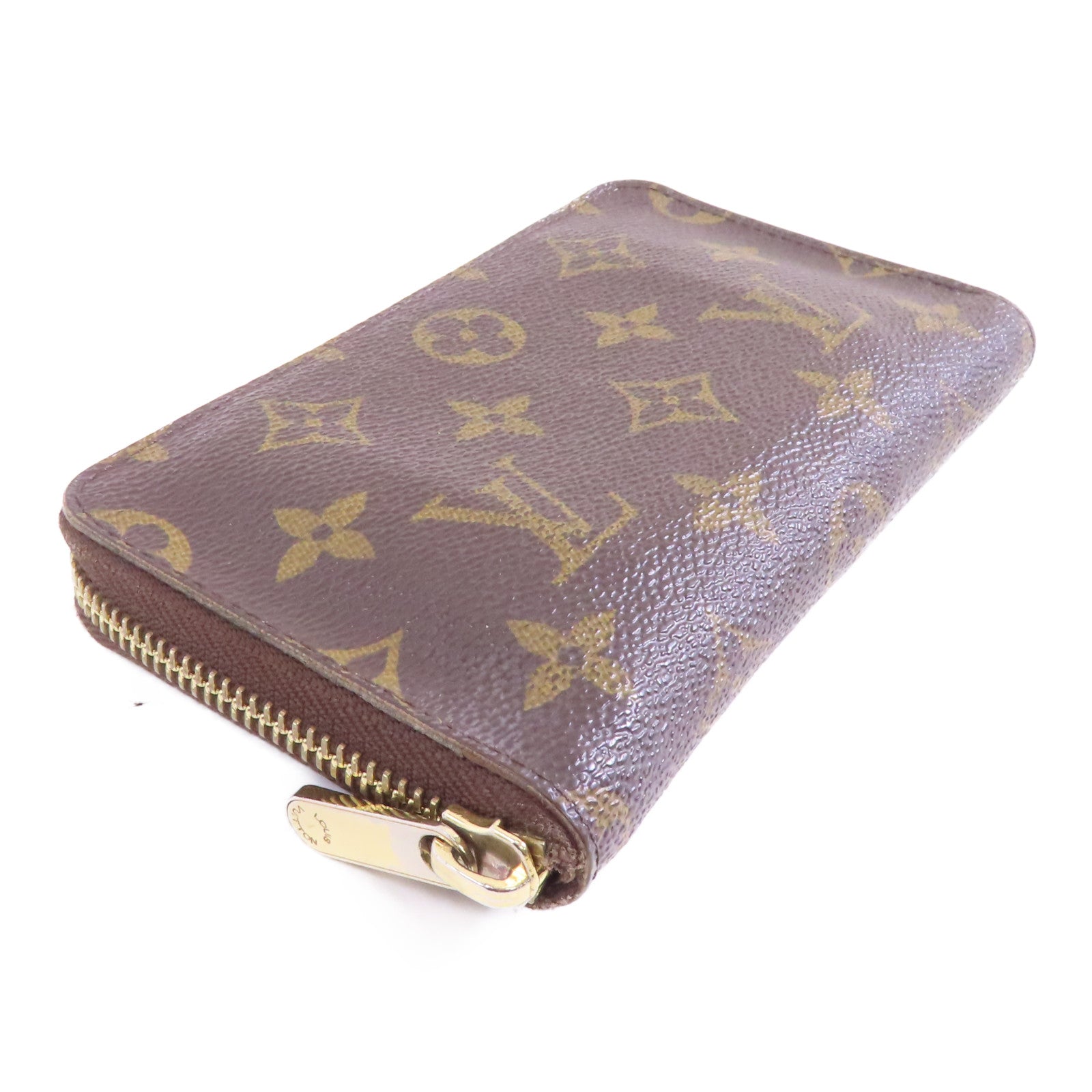 LOUIS VUITTON Monogram Zipper Wallet金扣錢包棕色