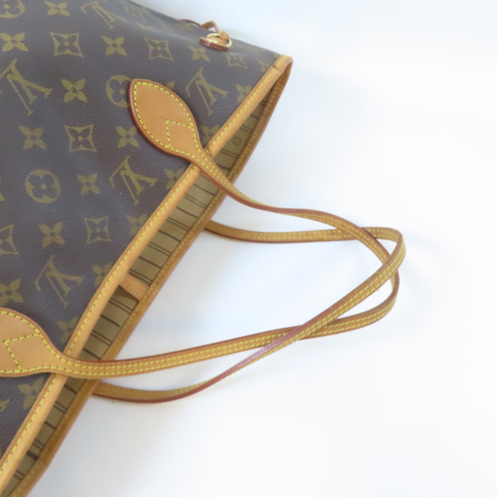 LOUIS VUITTON Monogram Neverfull MM金扣手挽袋啡色