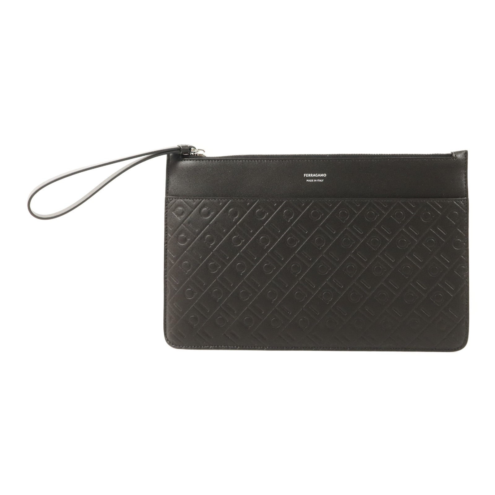 Salvatore Ferragamo 牛皮皮革Pouch銀扣小袋