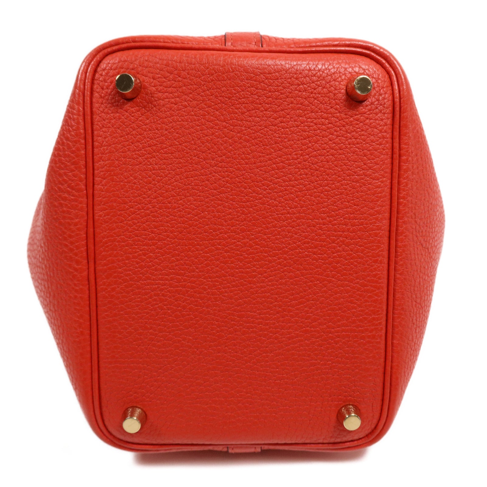 HERMES Clemence皮革Picotin PM金扣手挽袋Rouge Tomate