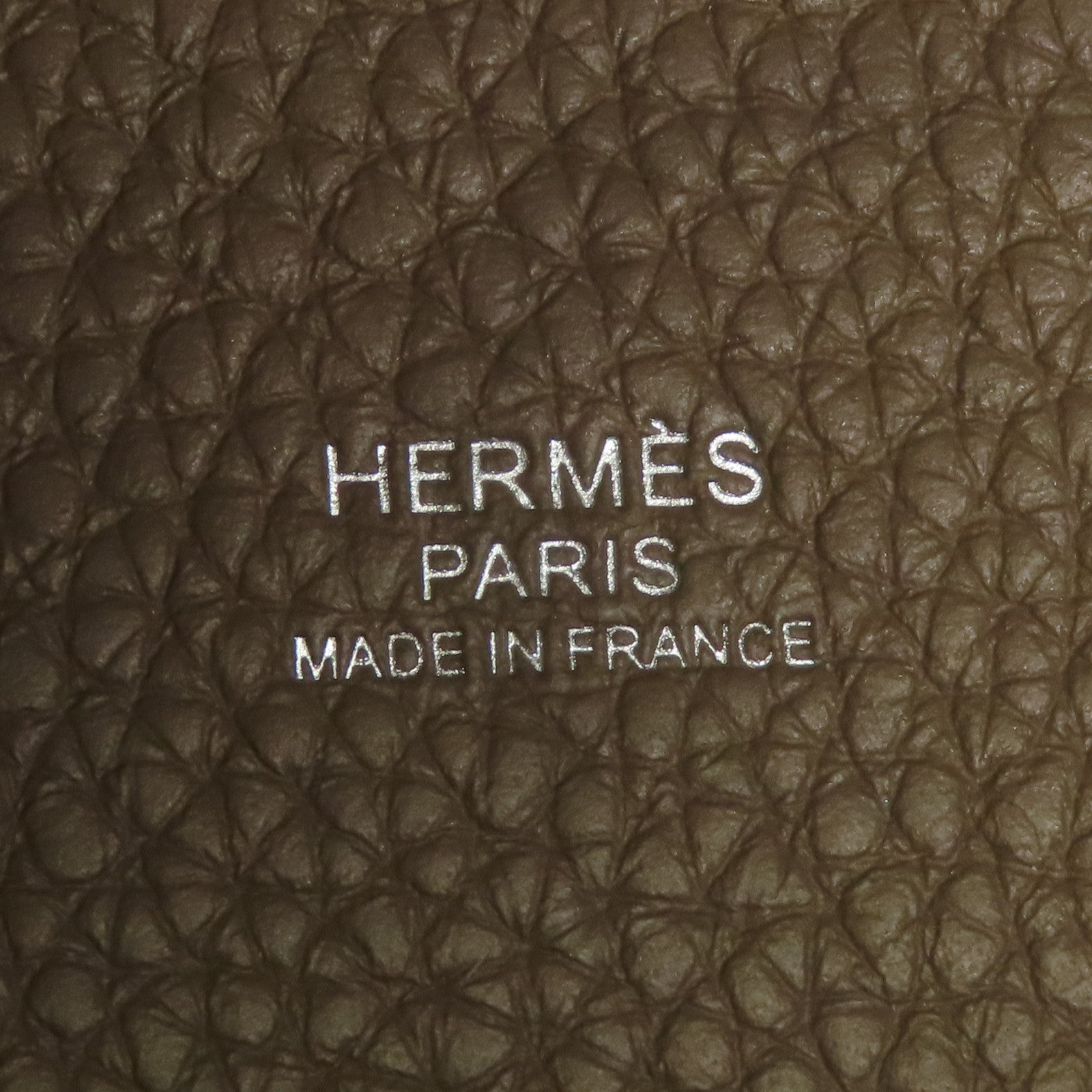 HERMES Clemence皮革Picotin PM銀扣手挽袋Etoupe