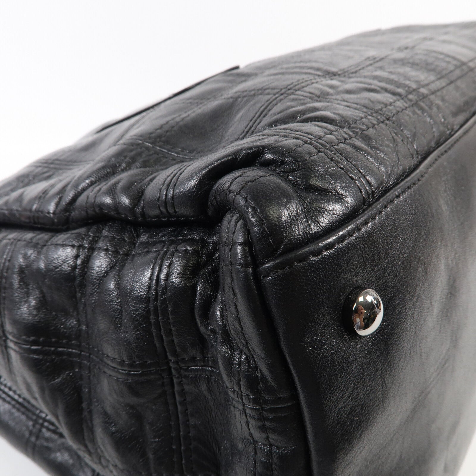 CHANEL 牛皮皮革Tote Bag銀扣手挽袋