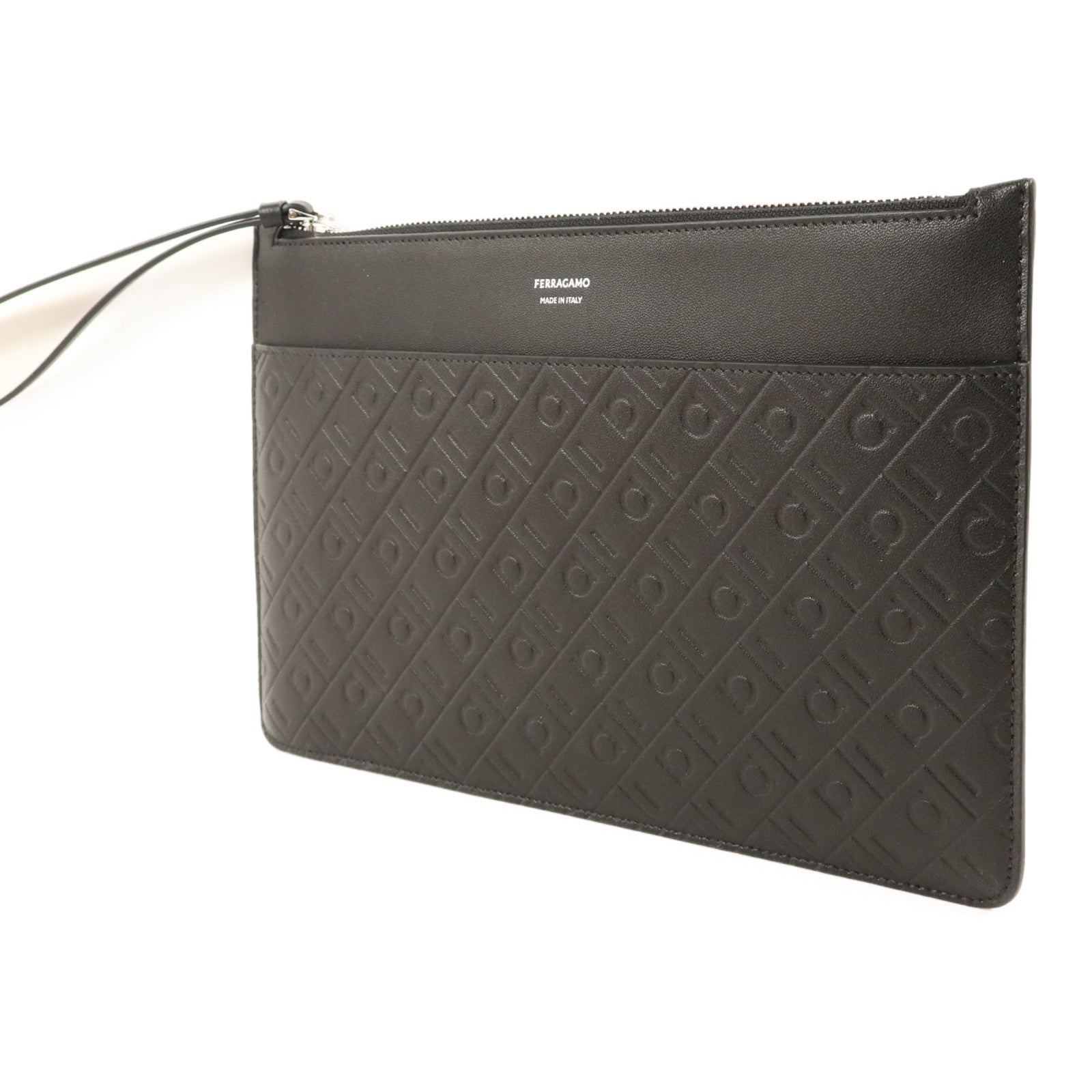 Salvatore Ferragamo 牛皮皮革Pouch銀扣小袋