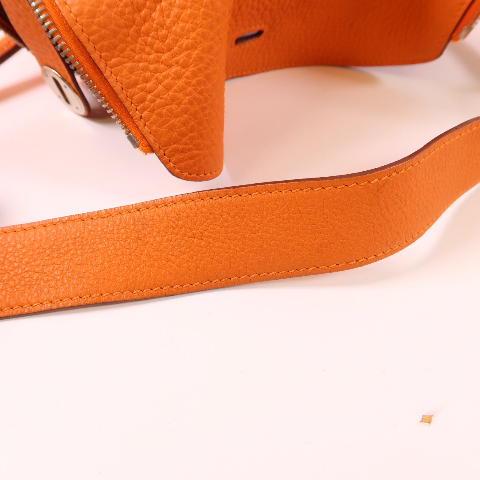 HERMES 【激減優惠】Clemence皮革Lindy 30銀扣手挽肩背兩用袋Orange