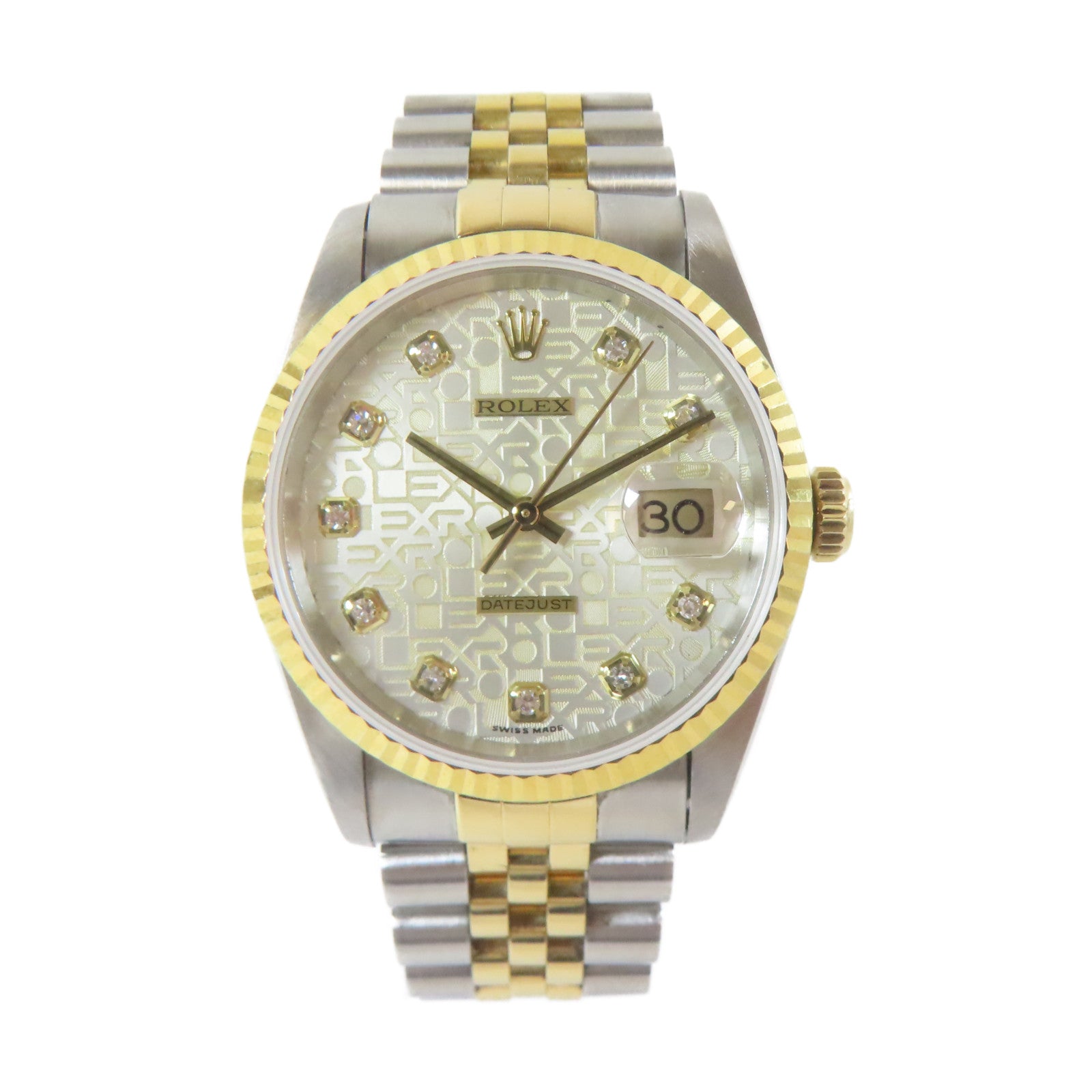 ROLEX Datejust 18K黃金/不鏽鋼手錶自動機芯銀色#16.75cm