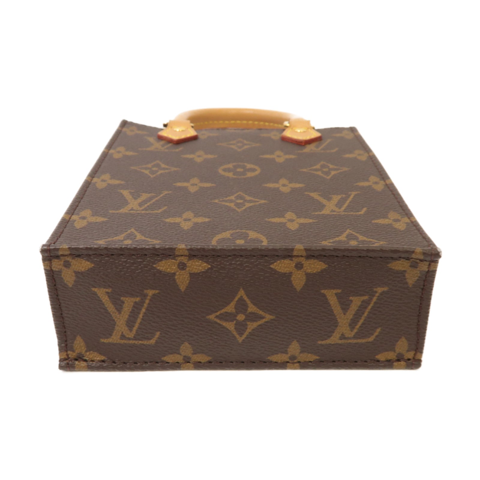 LOUIS VUITTON **【激減優惠】Monogram Petit Sac Plat金扣手挽肩背兩用袋棕色