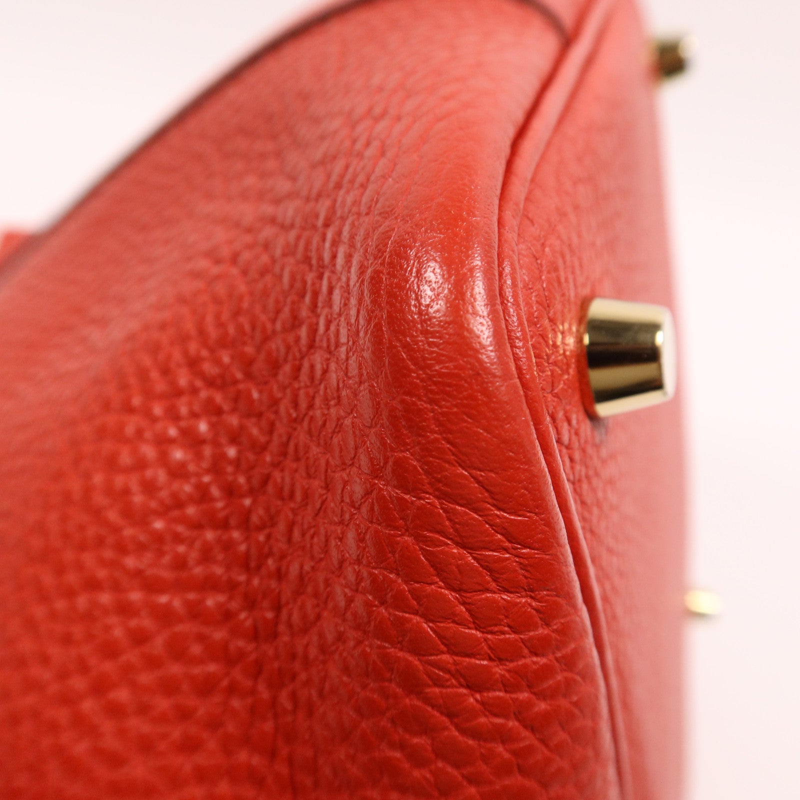 HERMES Clemence皮革Picotin PM金扣手挽袋Rouge Tomate