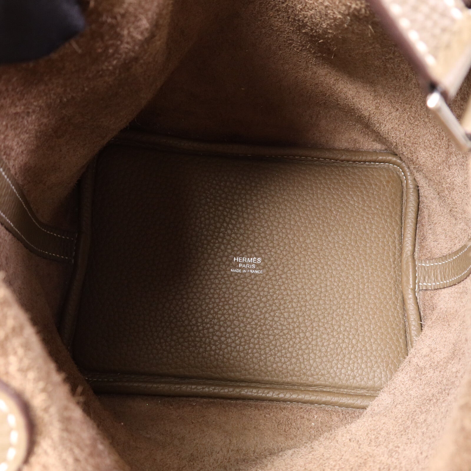 HERMES Clemence皮革Picotin PM Tote Bag銀扣手挽袋Etoupe