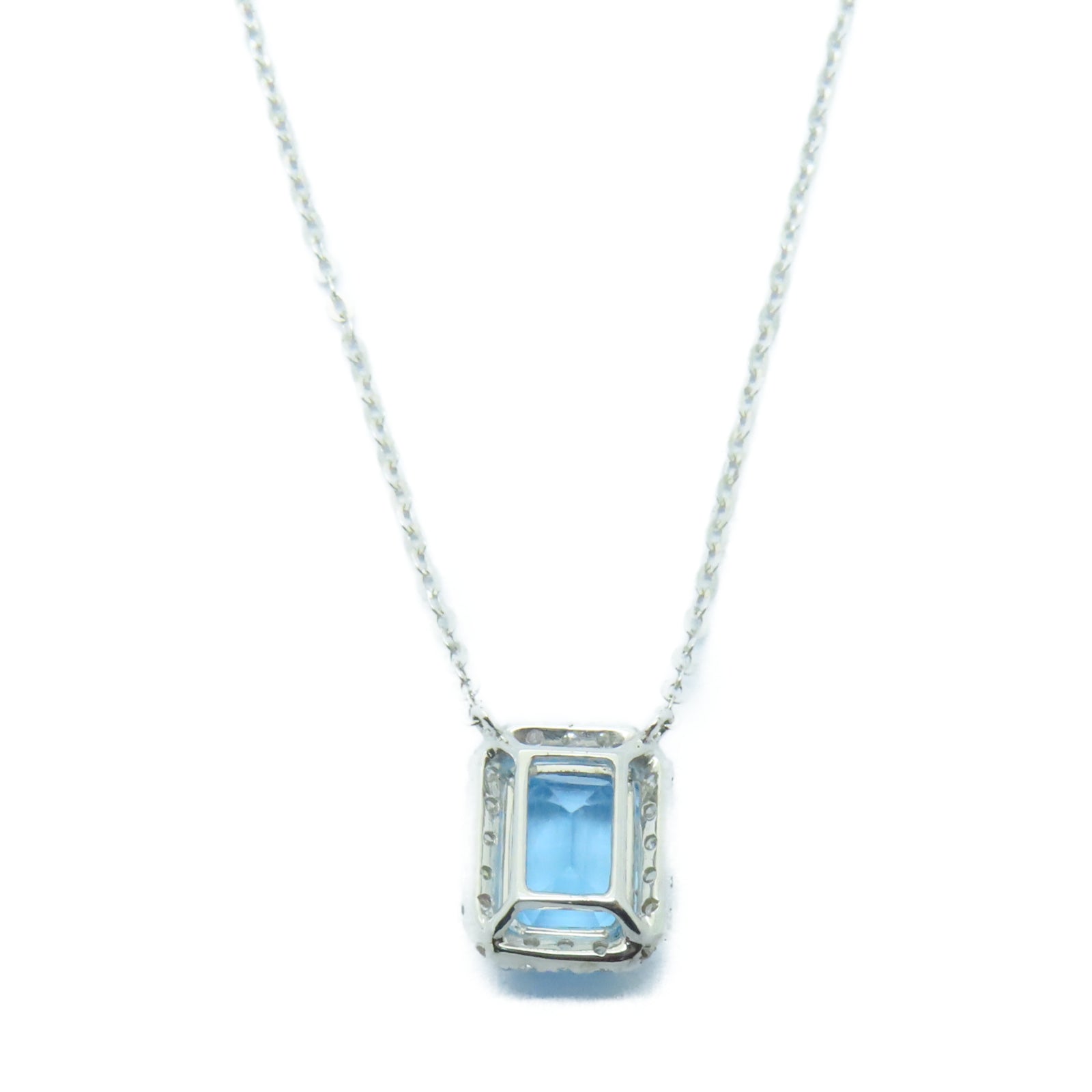 JEWELRY 【激減優惠】18K白金Necklace海藍寶石/0.12ct鑽石項鏈藍色/銀色