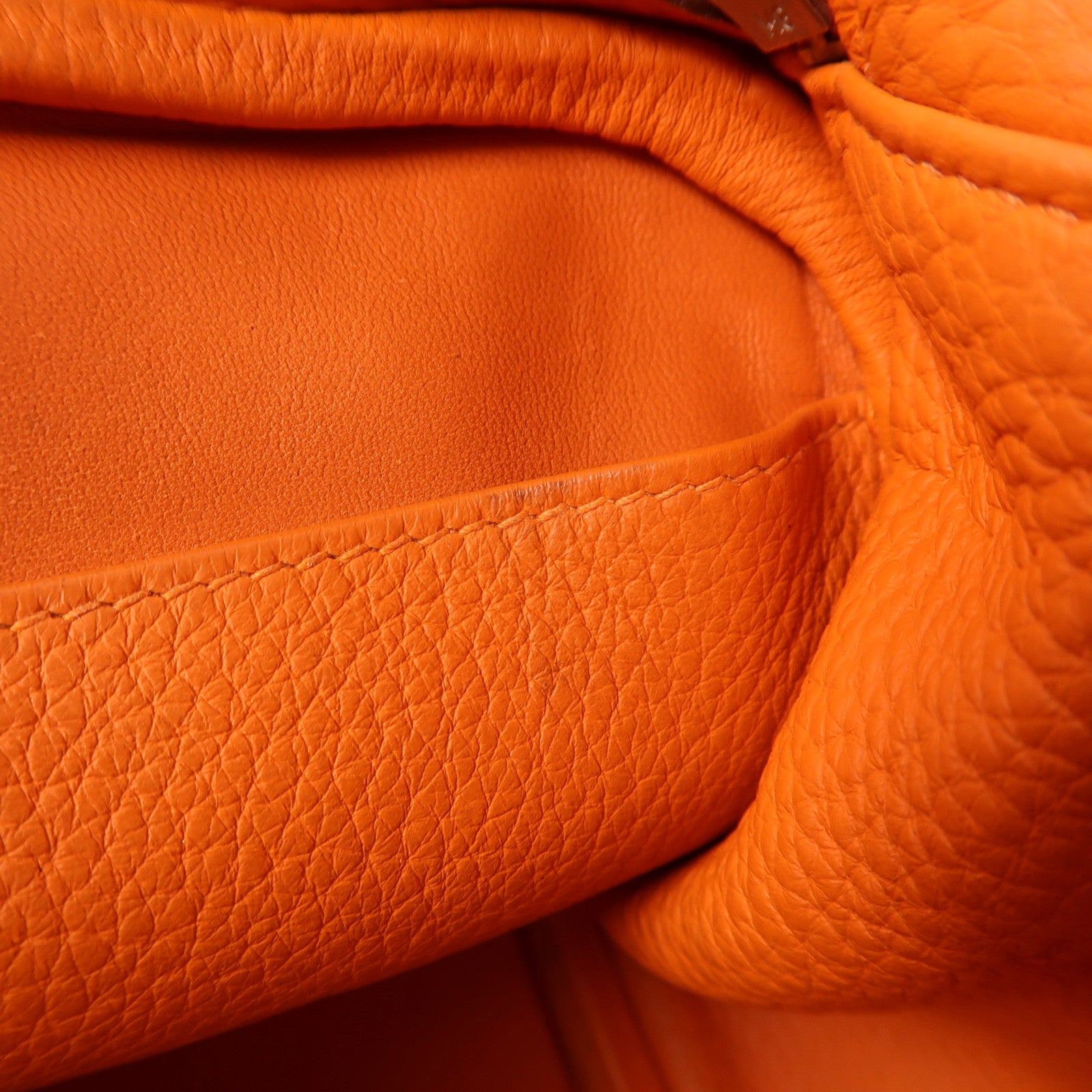 HERMES Clemence皮革Lindy 30銀扣手挽肩背兩用袋Orange